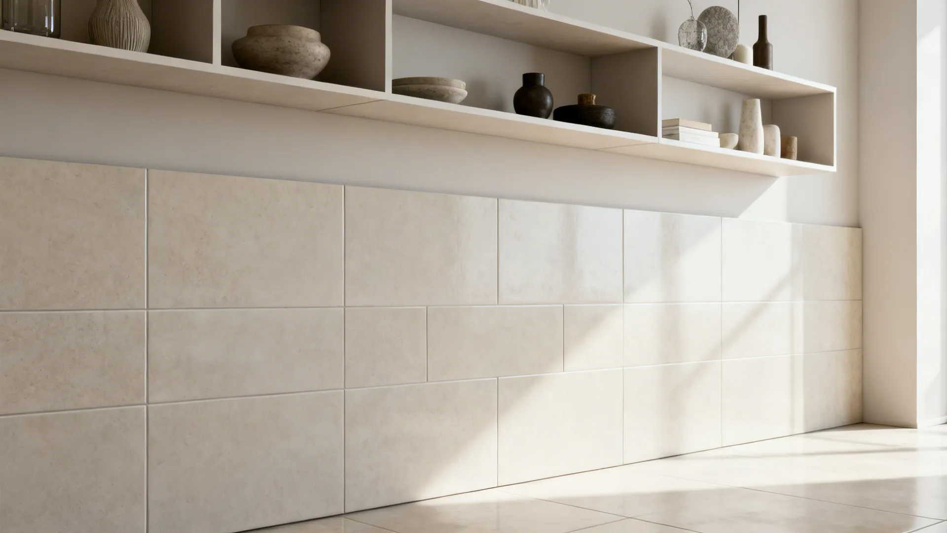 3. Accent band behind open shelving