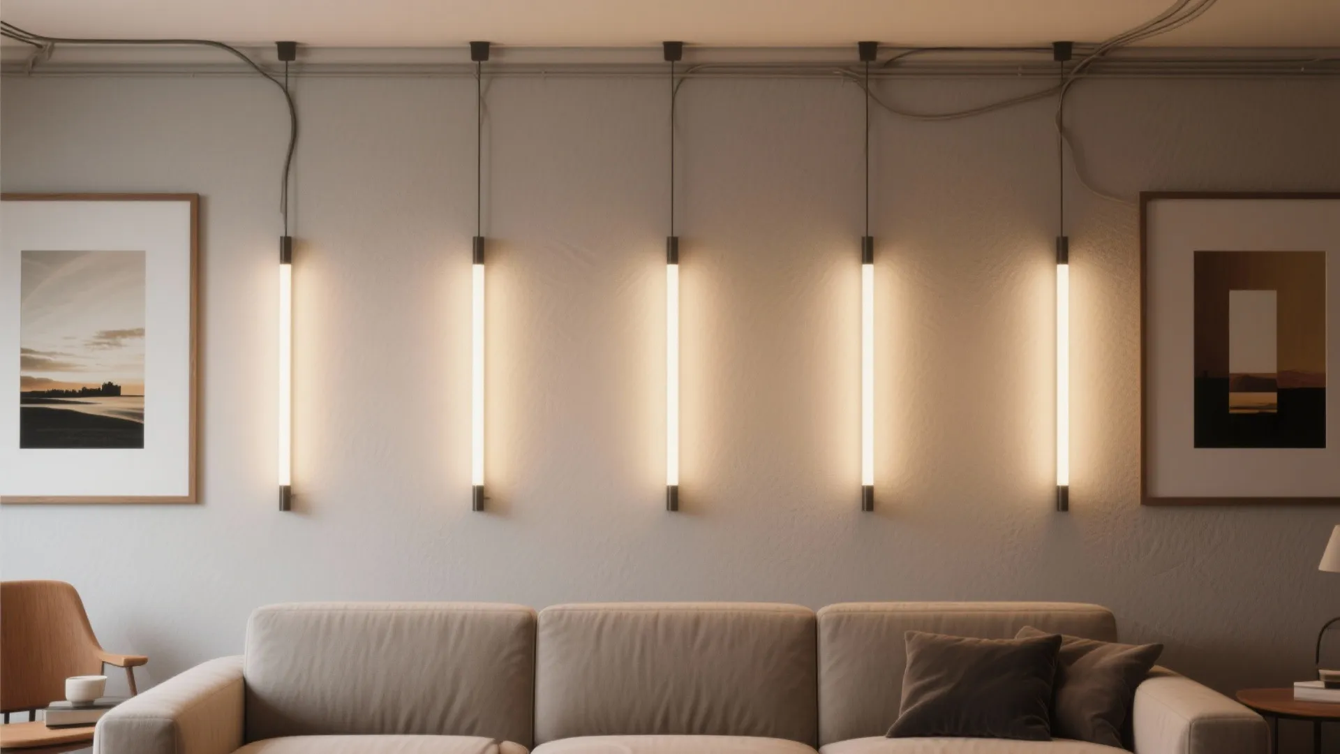 4. Low-Profile Accent Bars on Gallery Walls