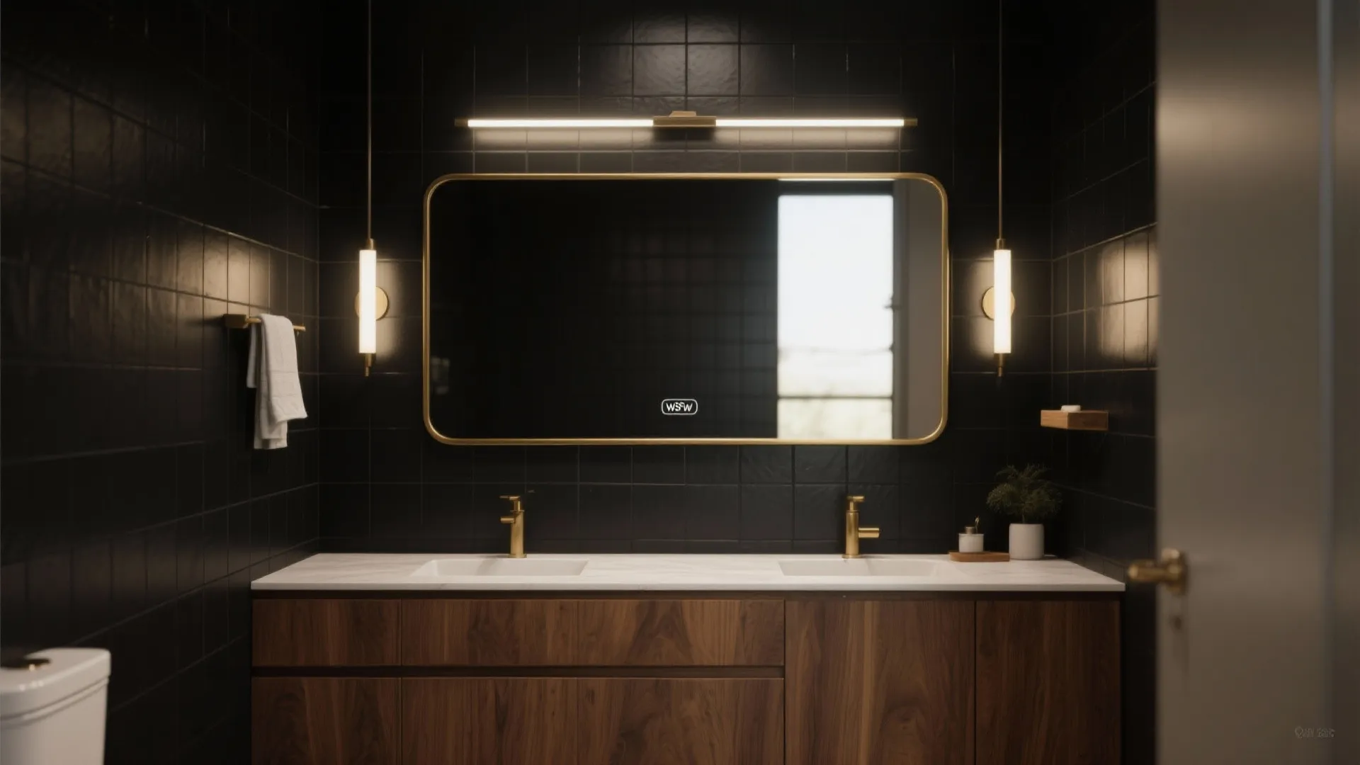 3. Accent Wall in Deep Black Paint or Tile