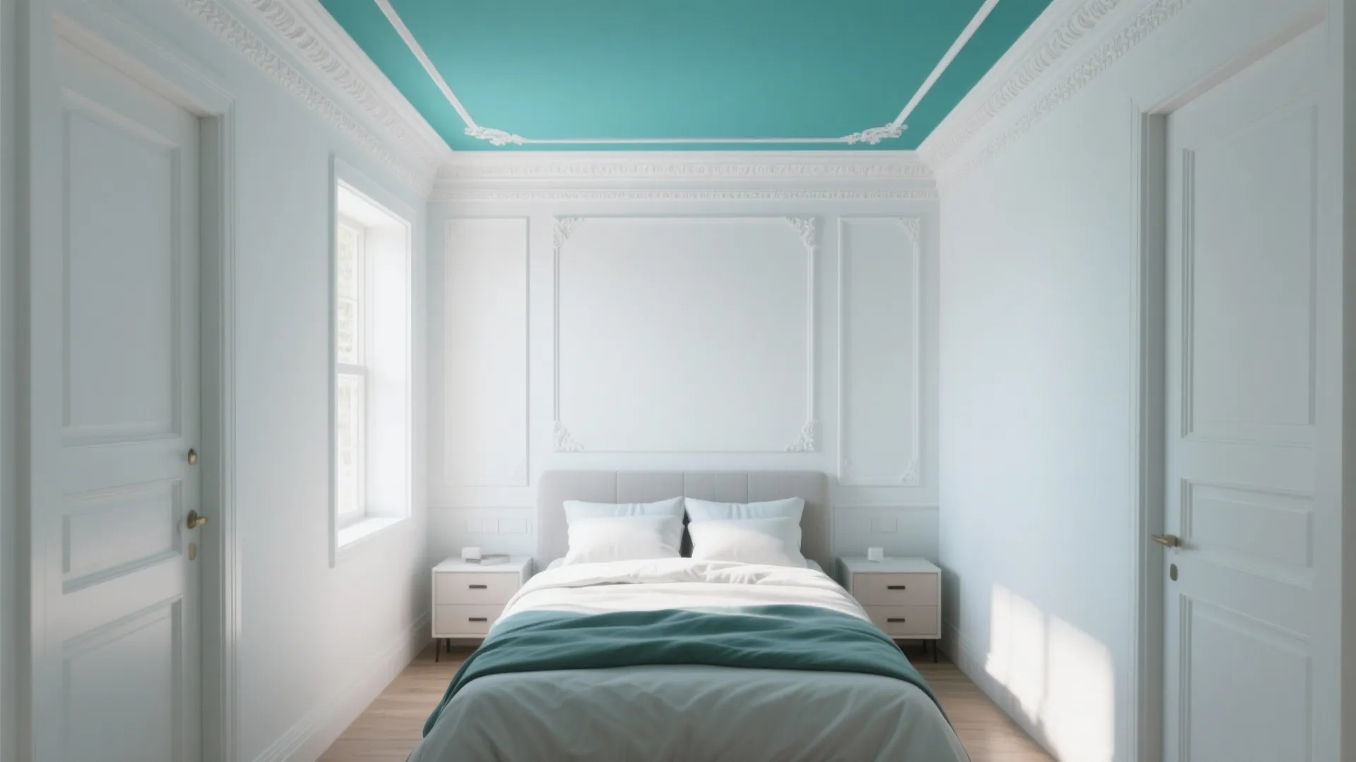 5. Blue-Green Accent Ceiling for a Surprise Pop
