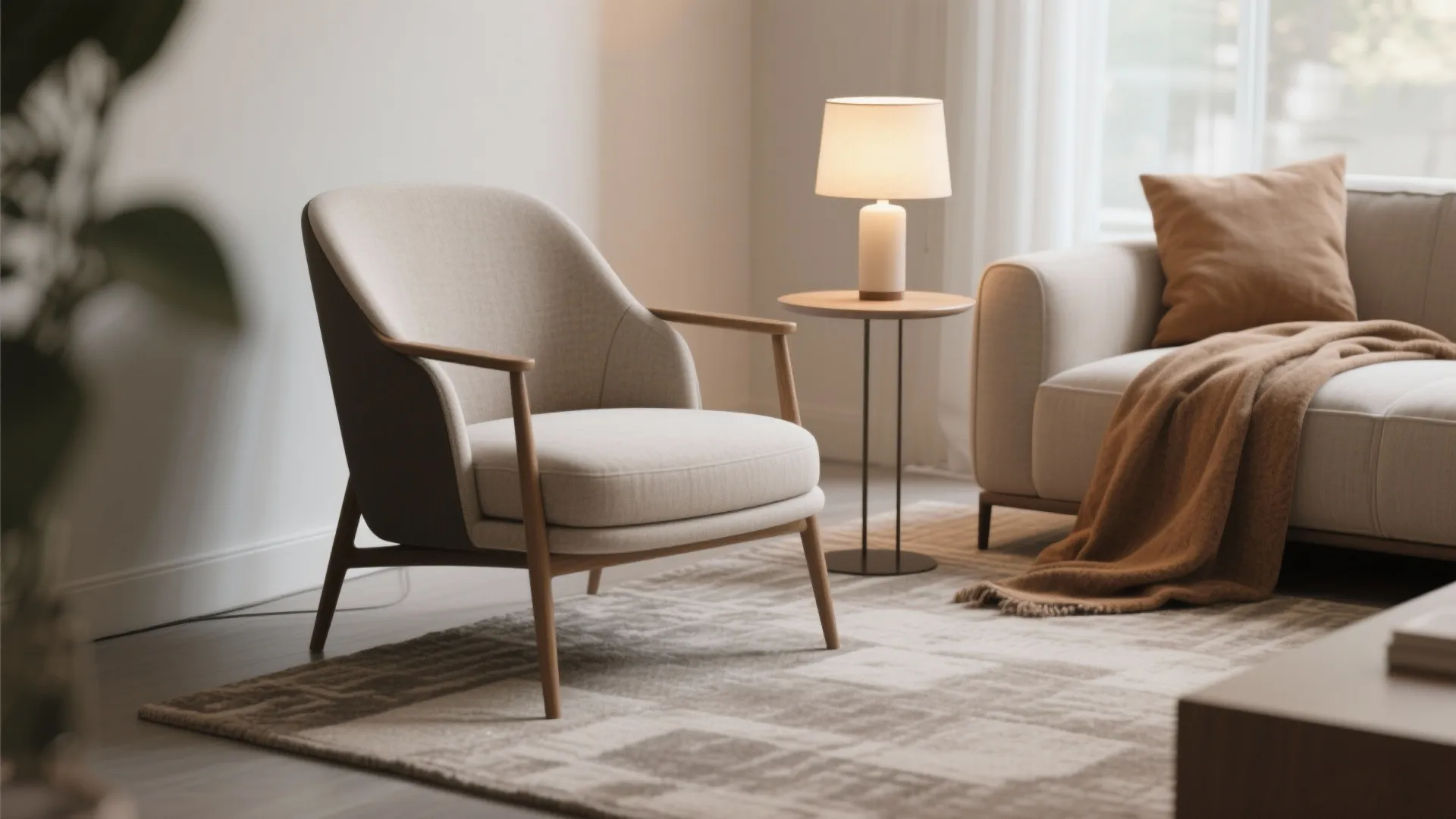 7. Accent Chair with Side Table