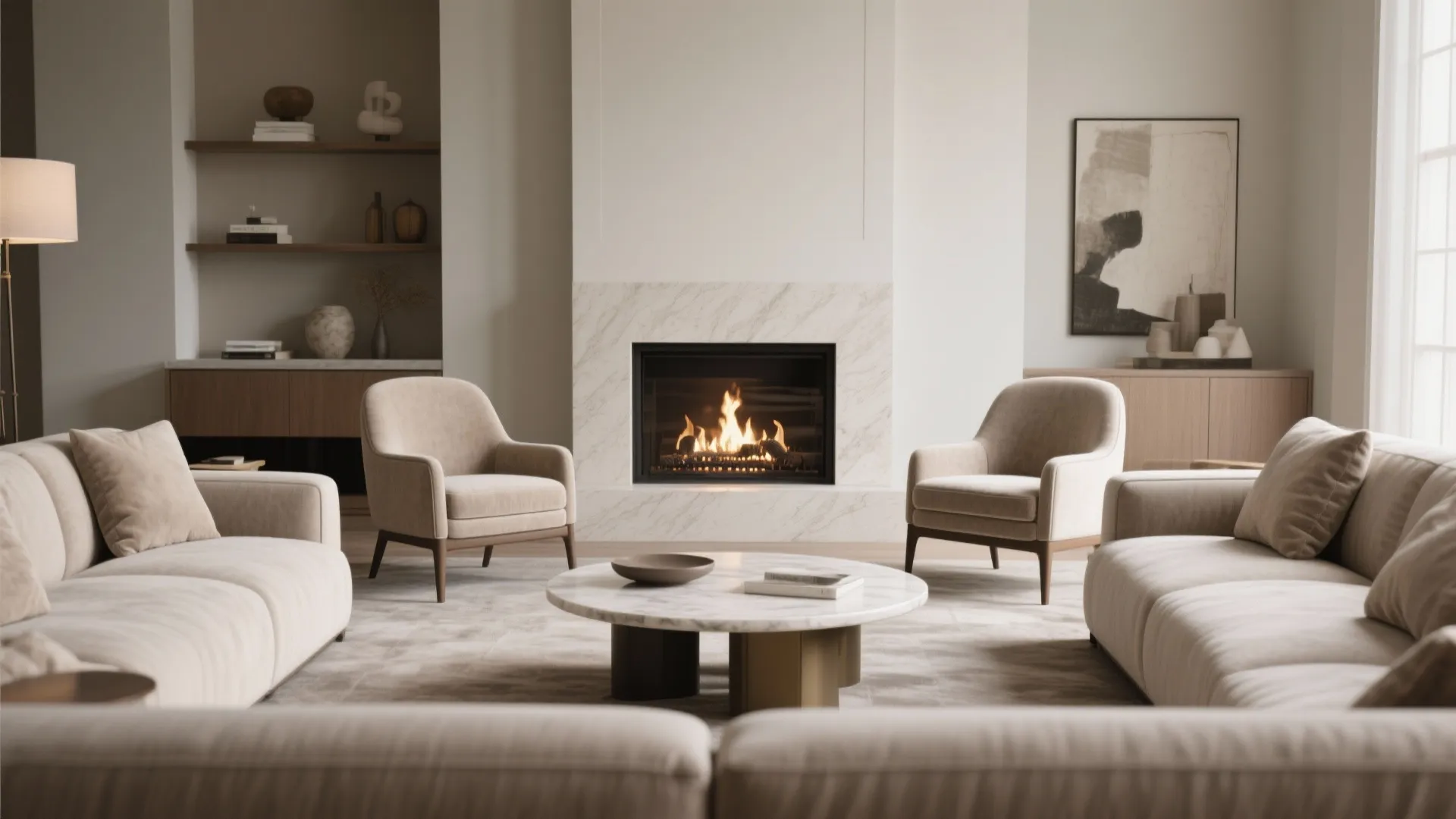 Double Accent Chairs with Side Table