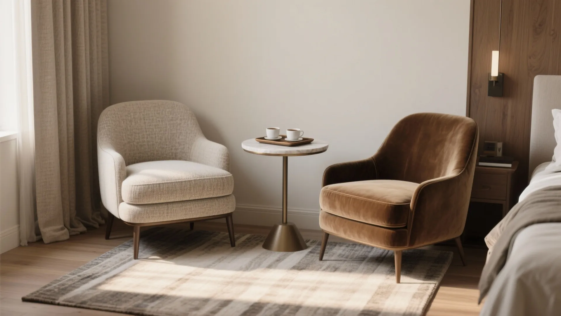 2. Pair of Accent Chairs with a Side Table