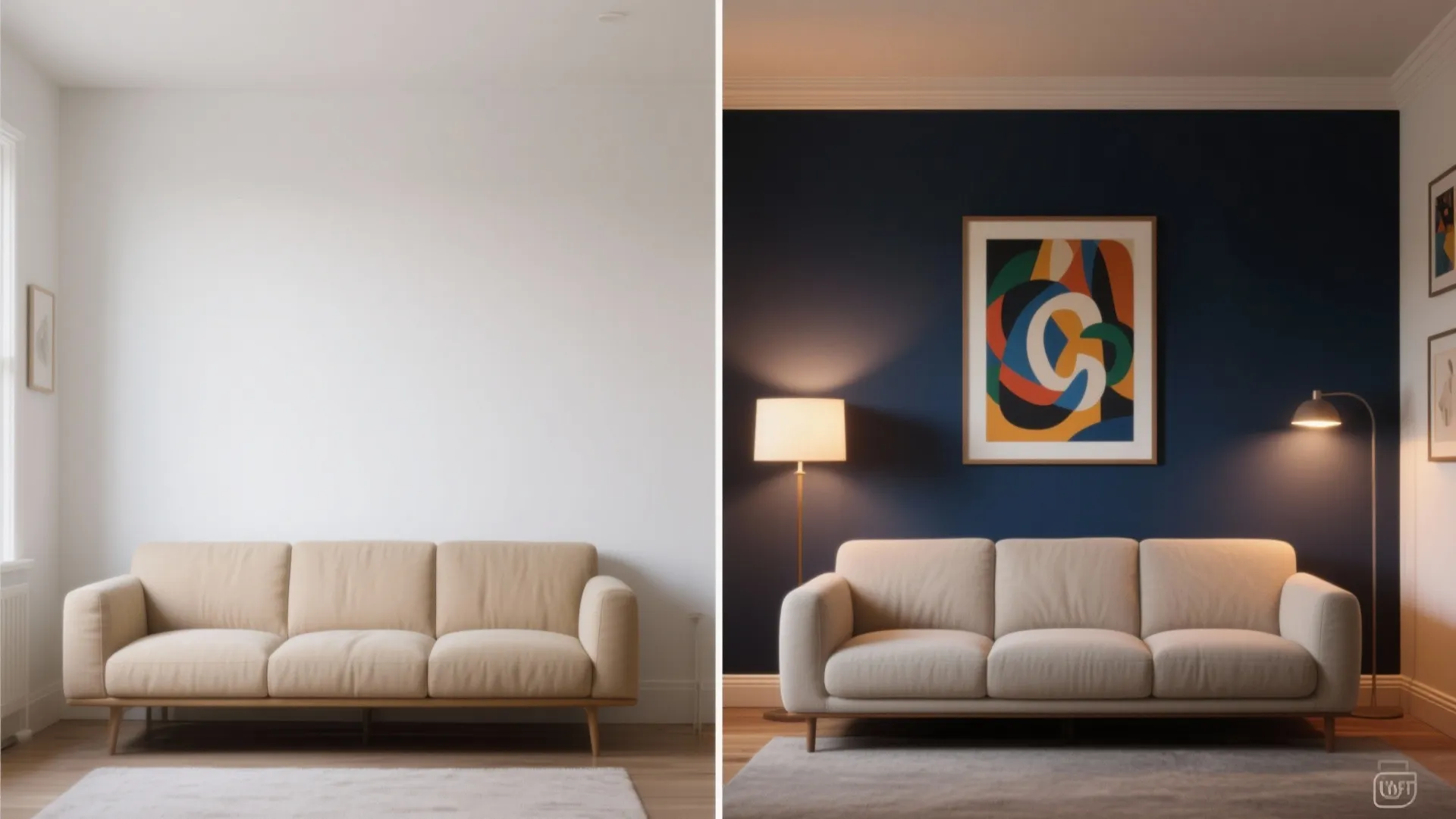 High-Contrast Accent Wall Behind Sofas or Beds