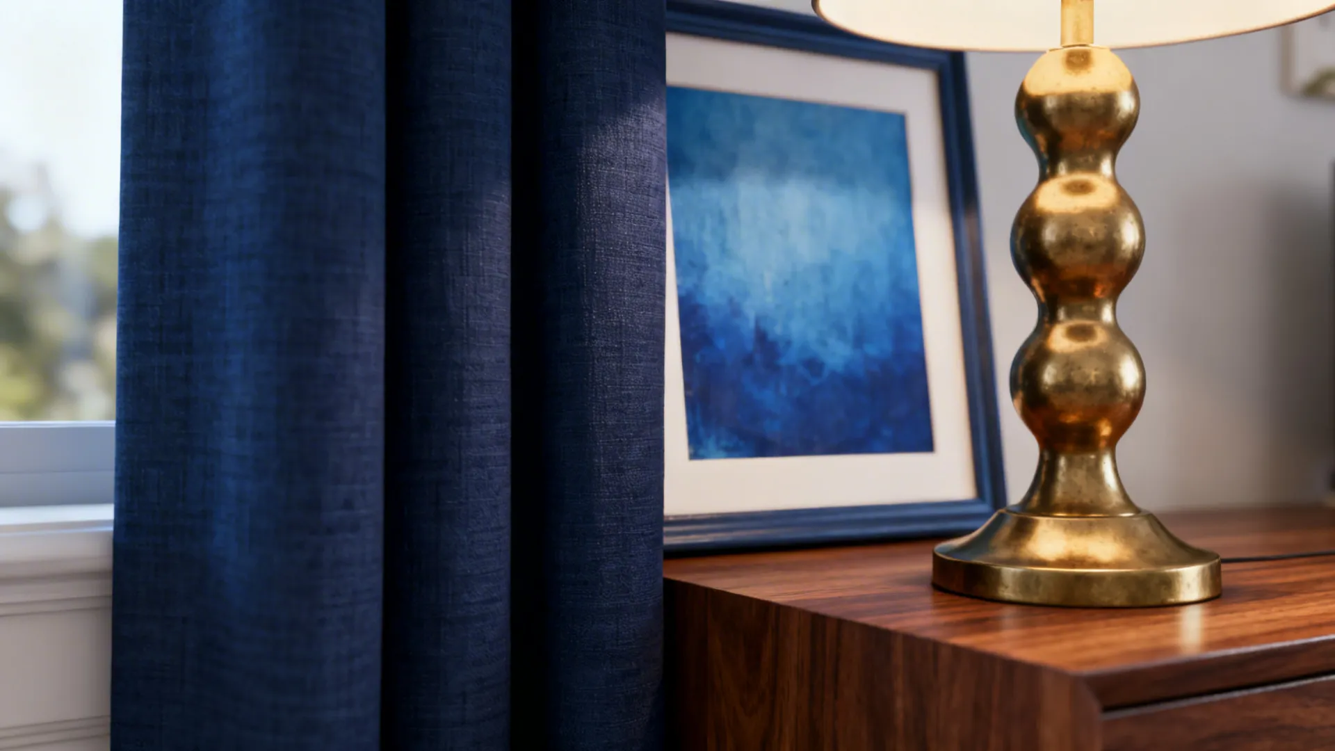 4. Accent Details: Art, Curtains, and Lighting