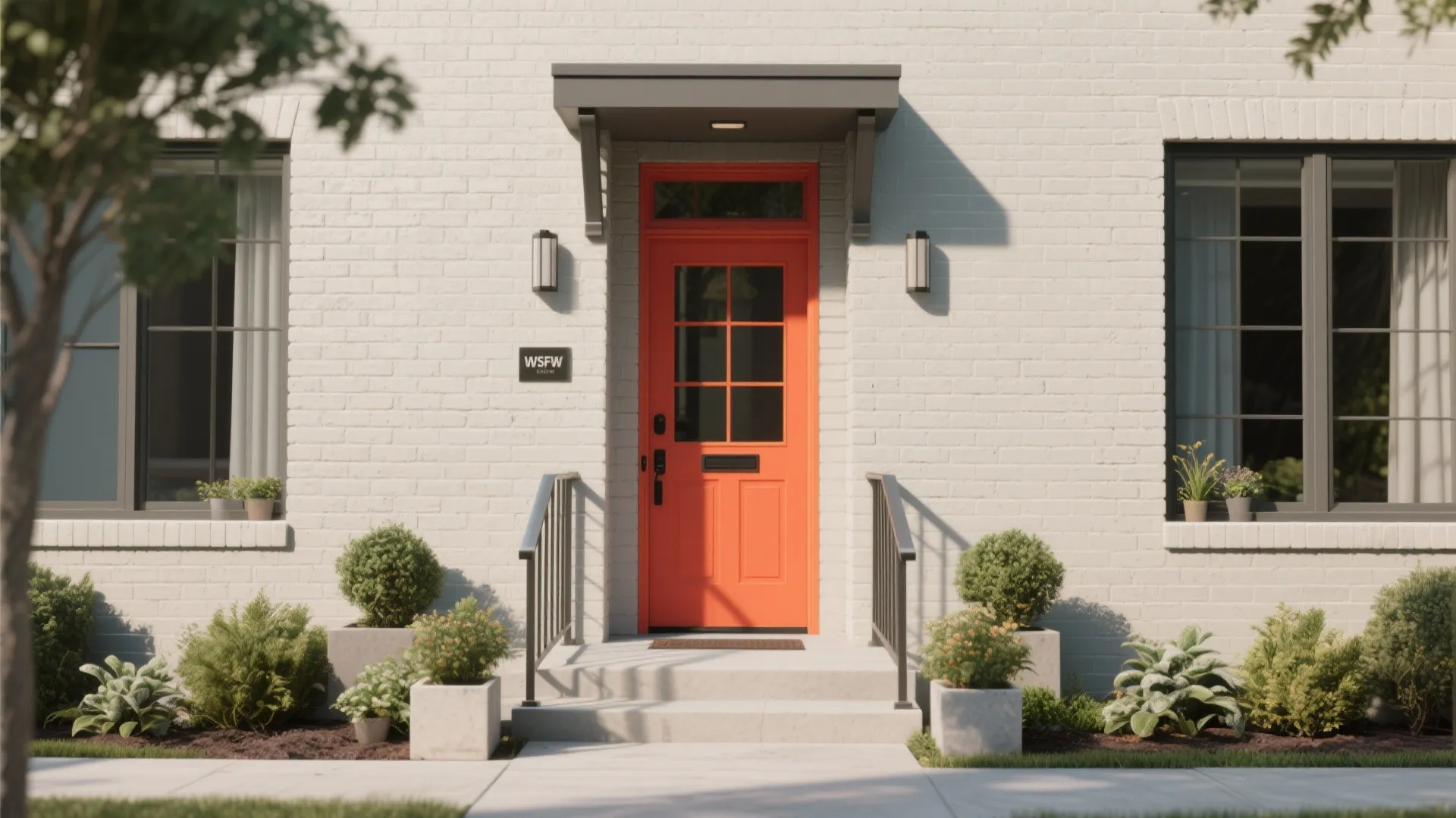 5. Accent Color on Trim, Doors, and Planters