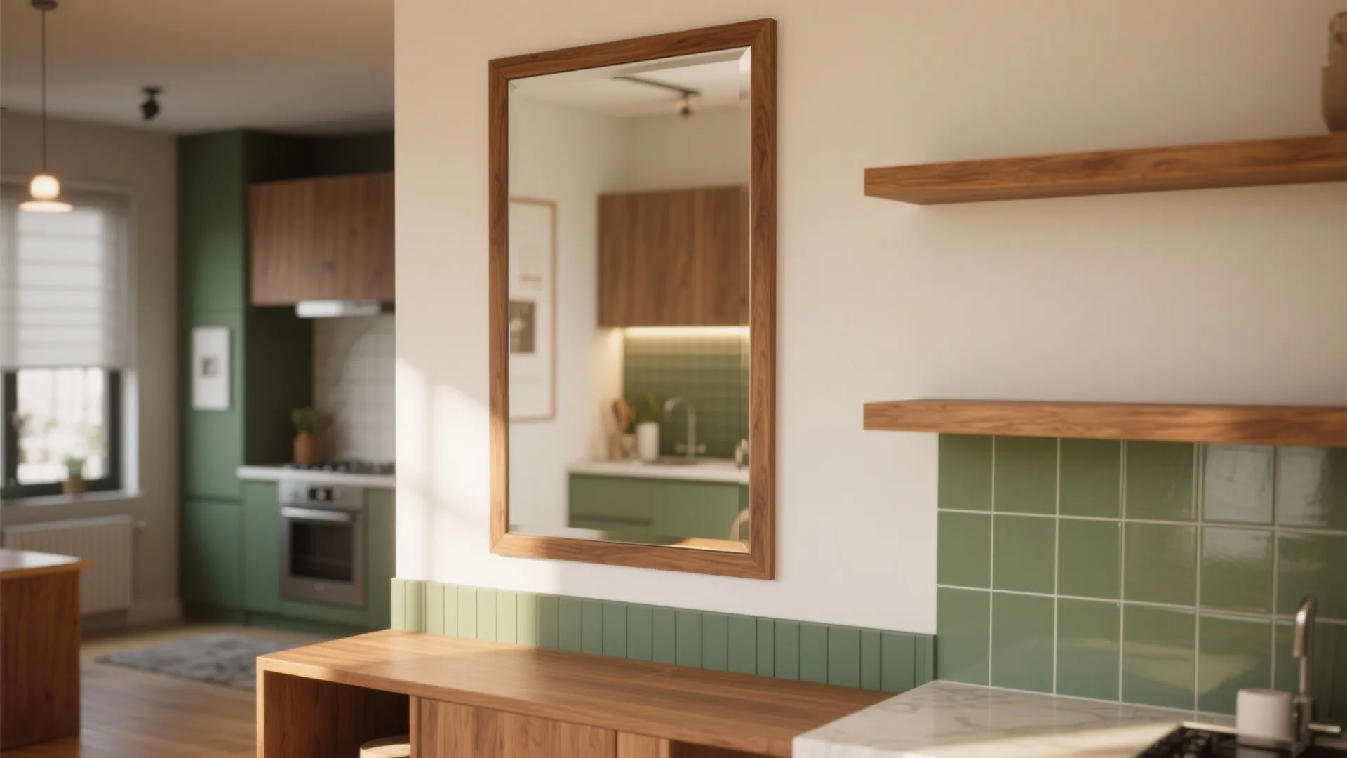 5. Accent frame that ties into the room — scale and color matter