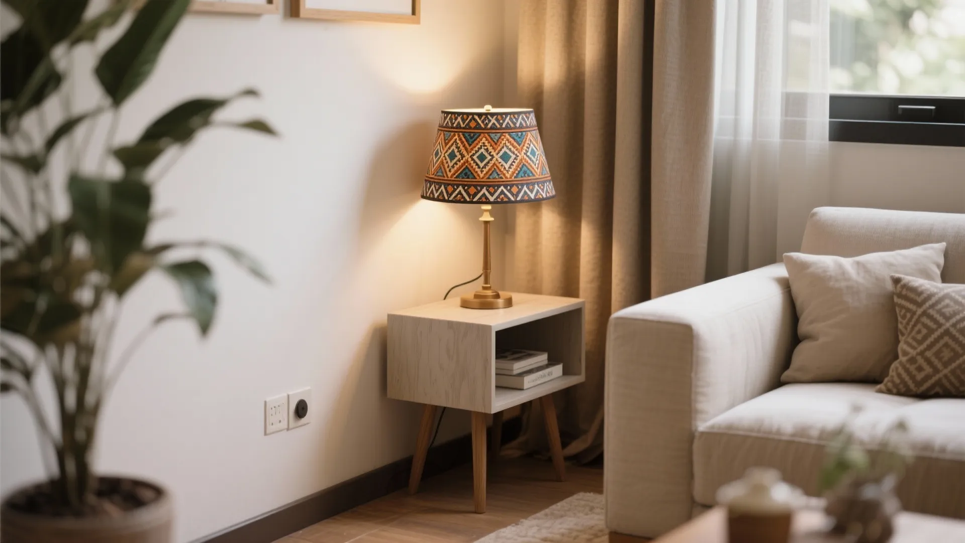 8. Small Accent Lamp with Patterned Shade