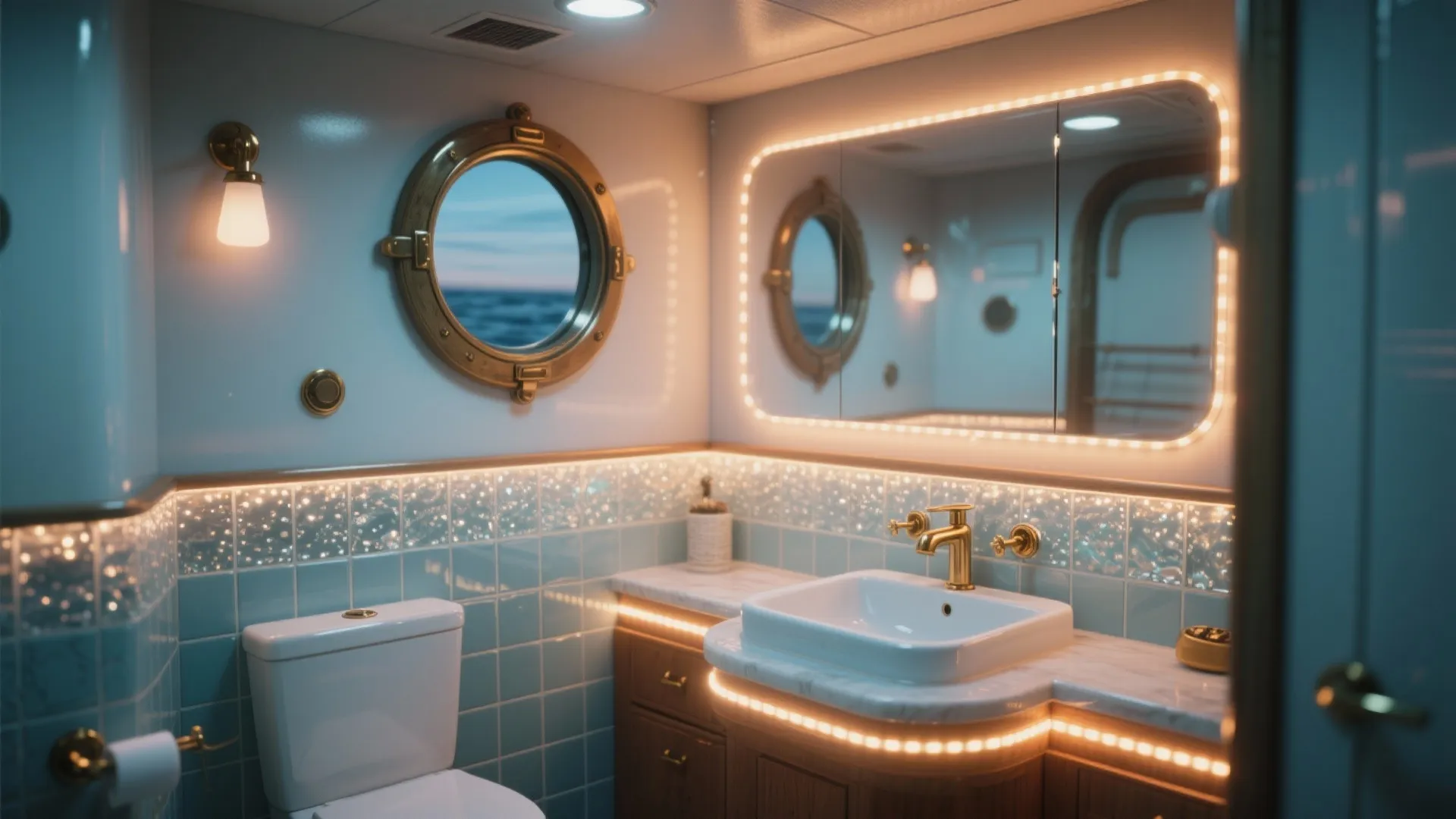 5. Small accent lighting and mirrored illusions