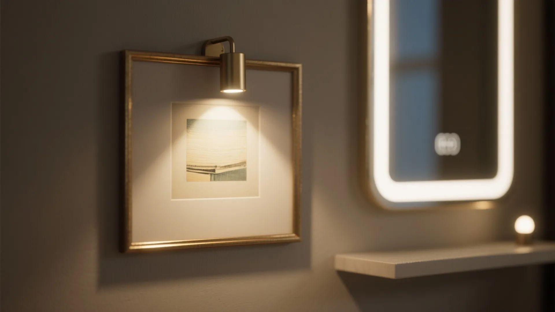 Accent the Story: Art, Mirrors, and Shelf Lighting