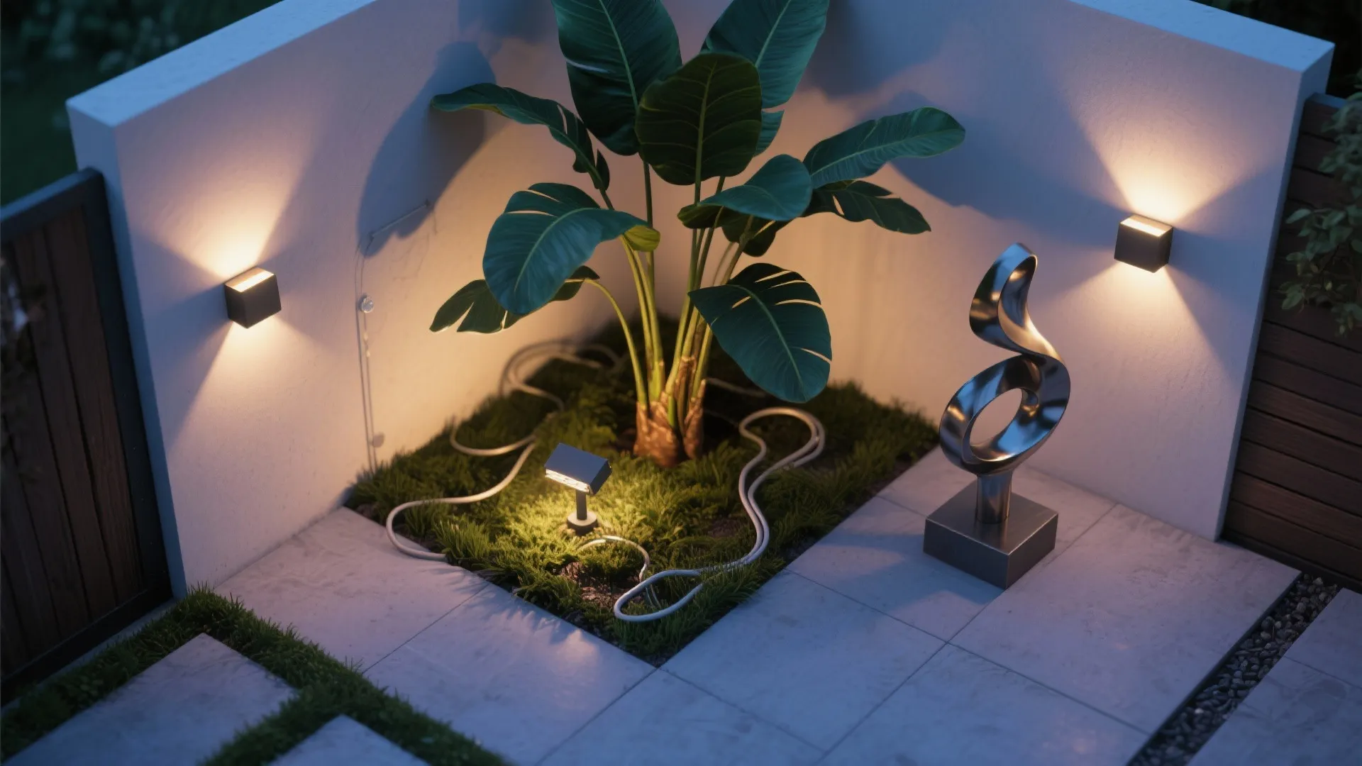 3. Adjustable Accent Lights for Plant and Sculptural Highlights