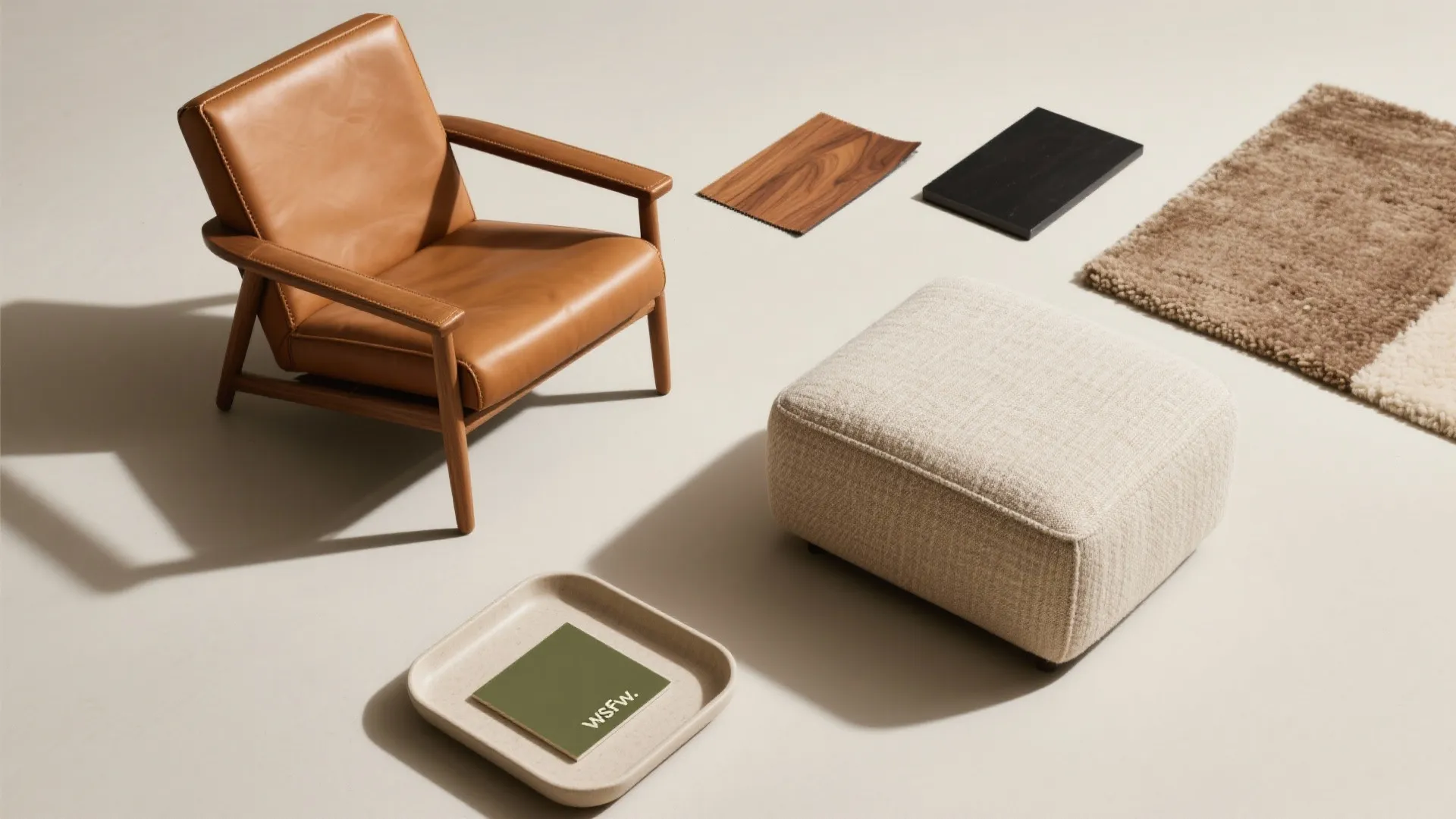 2) Pair of Accent Chairs + Sculptural Ottoman