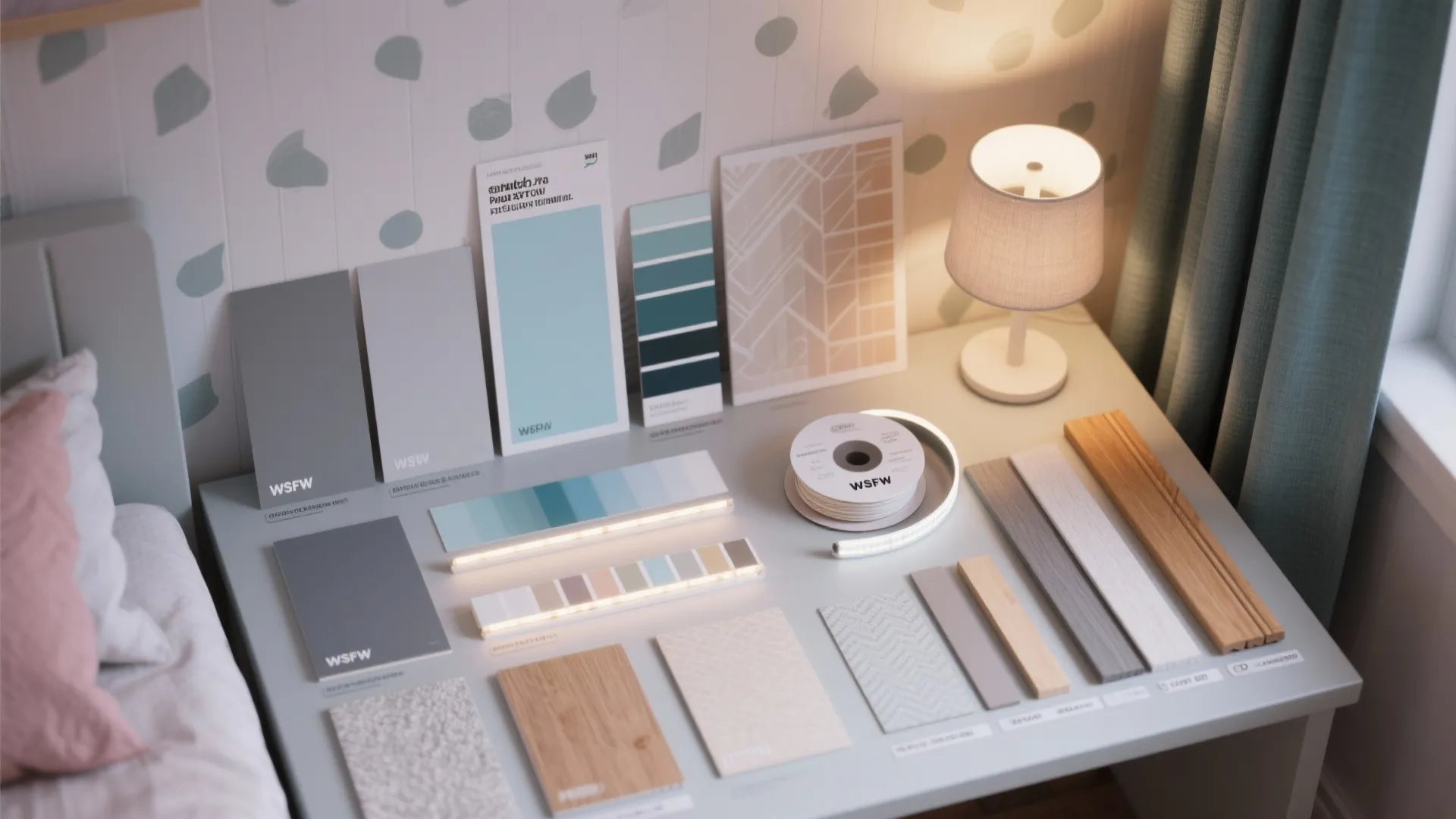 5. Accent Wall, Removable Wallpaper, and Smart Lighting