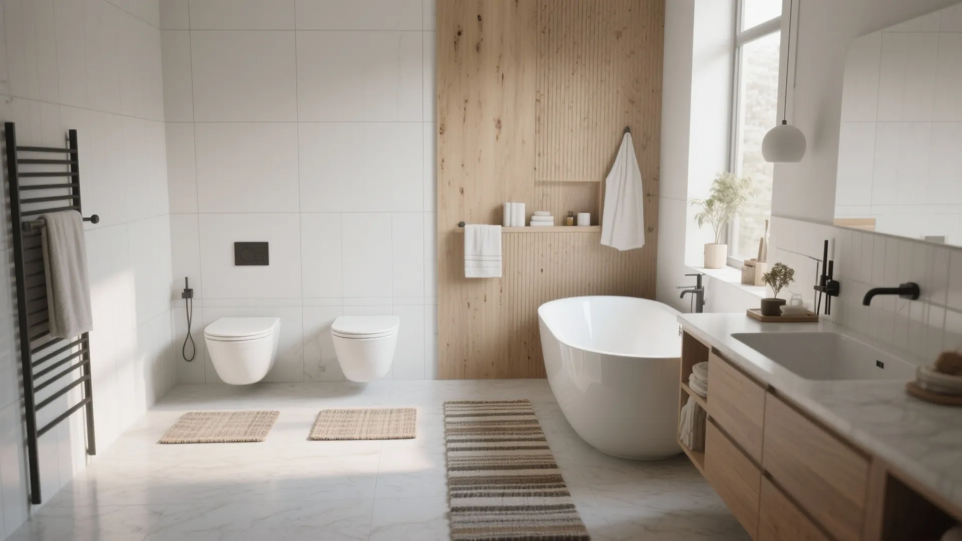 5. Small Accent Mats by the Toilet or Freestanding Tub
