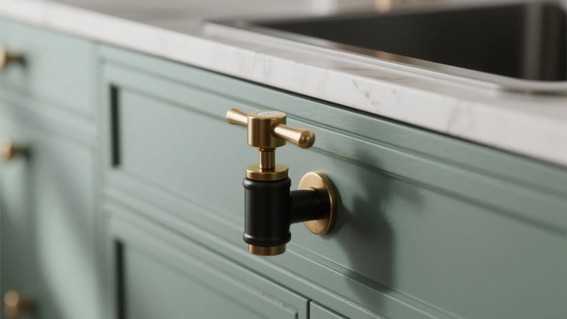 5. Accent finishes: brass or matte black for contrast