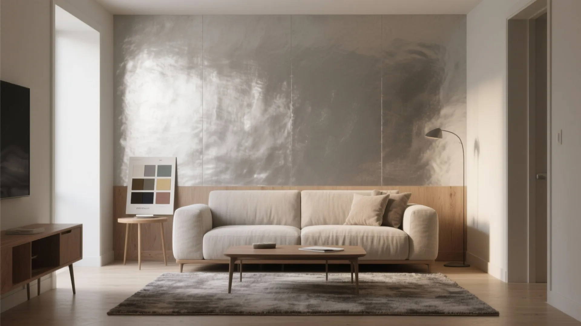1. Accent wall with subtle metallic sheen