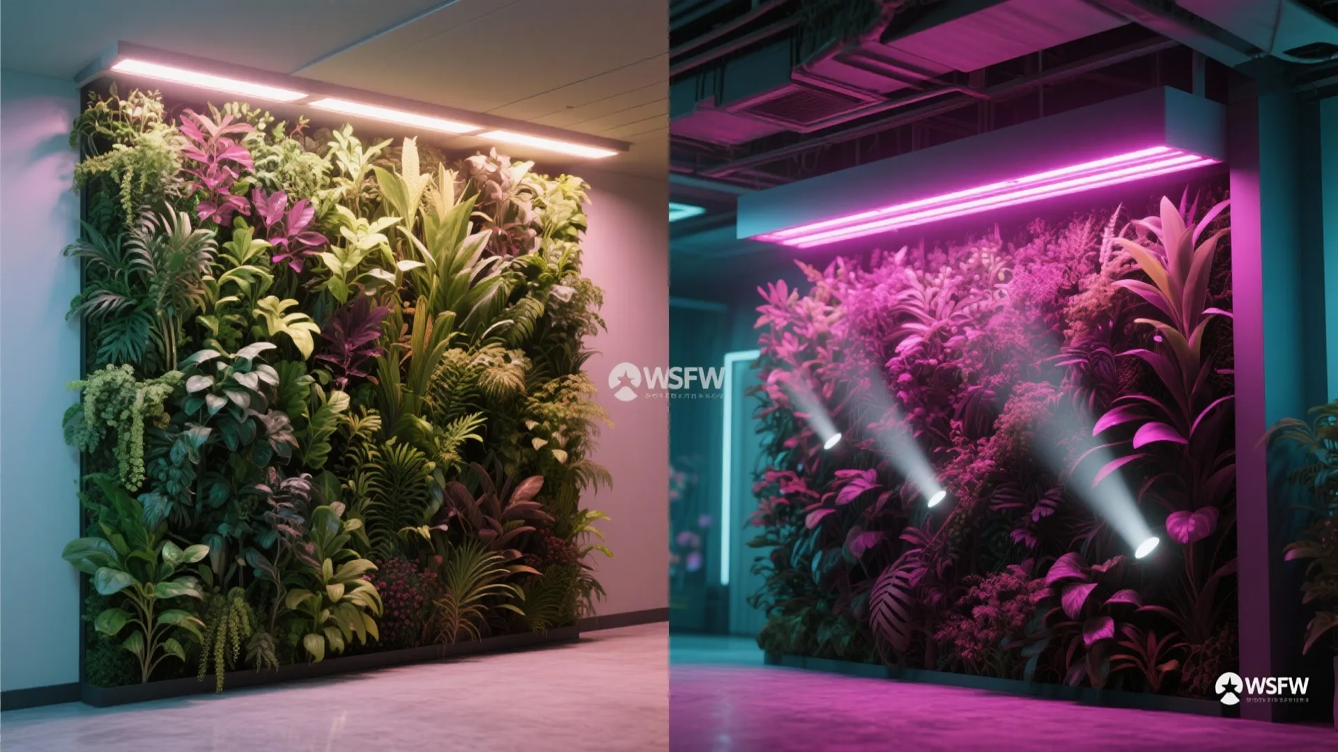Discreet spots + grow lighting for real plants