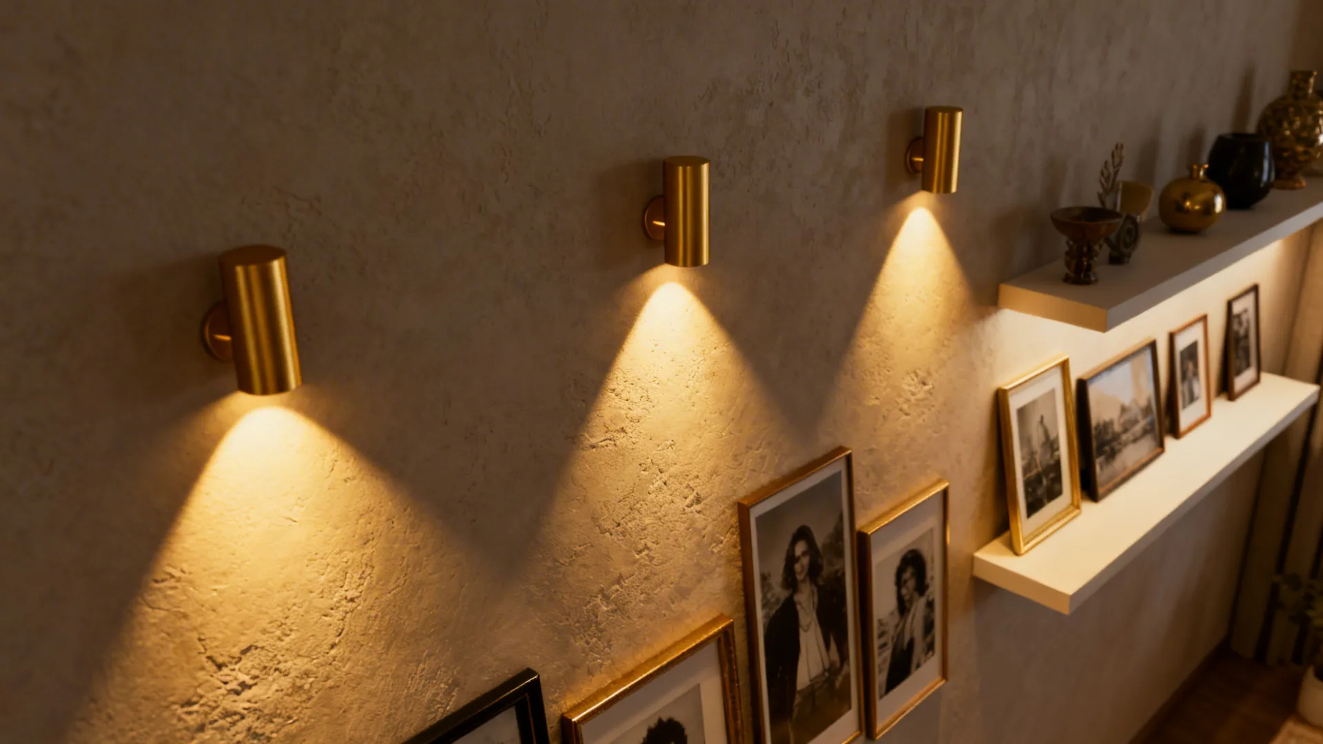 3. Accent sconces to highlight art or shelves