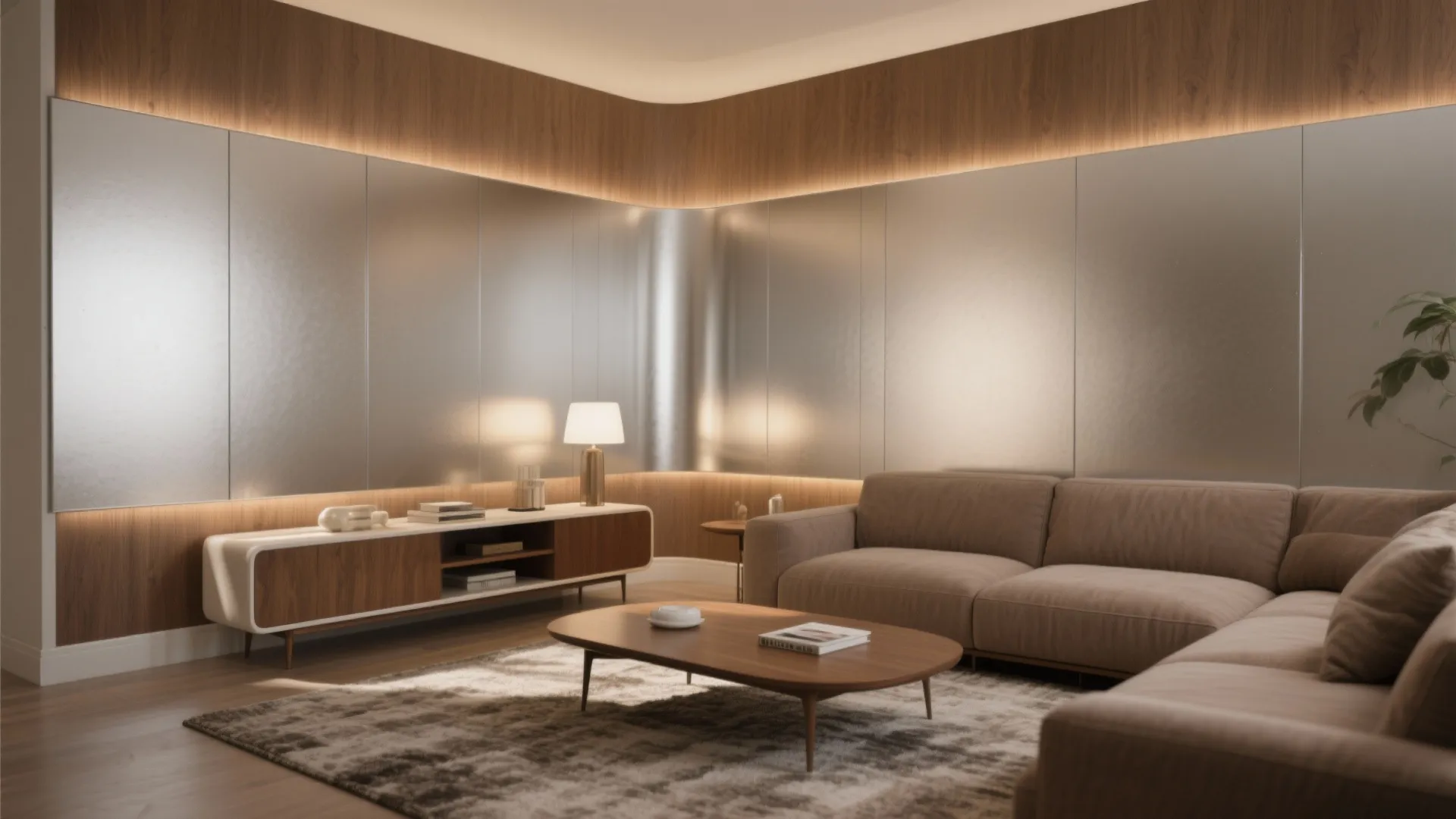 1. Soft Metallic Accent Wall