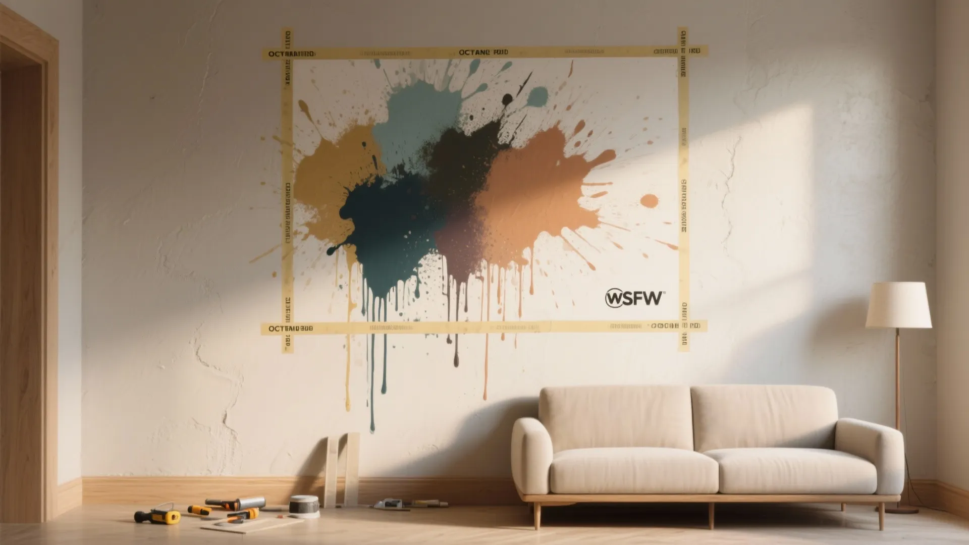 1. Accent Splatter Wall: Single canvas, big impact