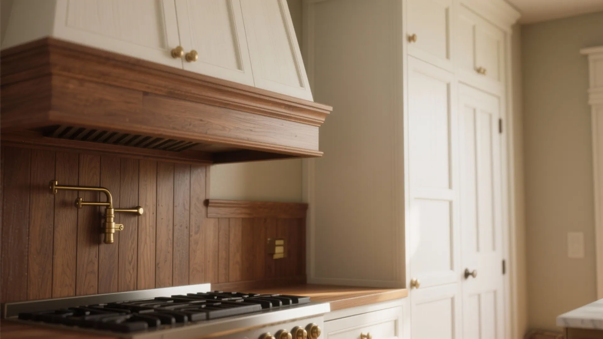 5. Accent Stained Panels and White Shaker Doors