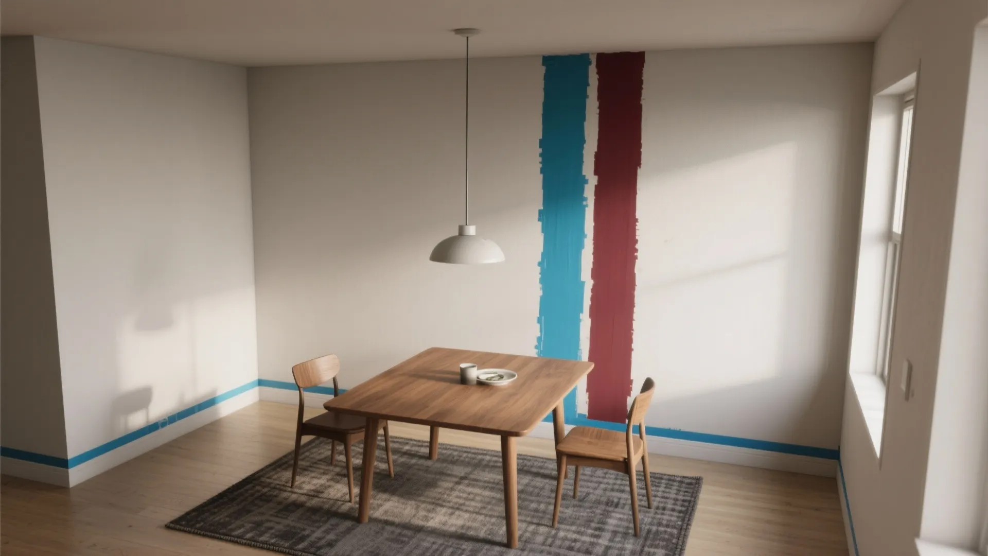 Bold Accent Stripe or Color Block Behind the Table