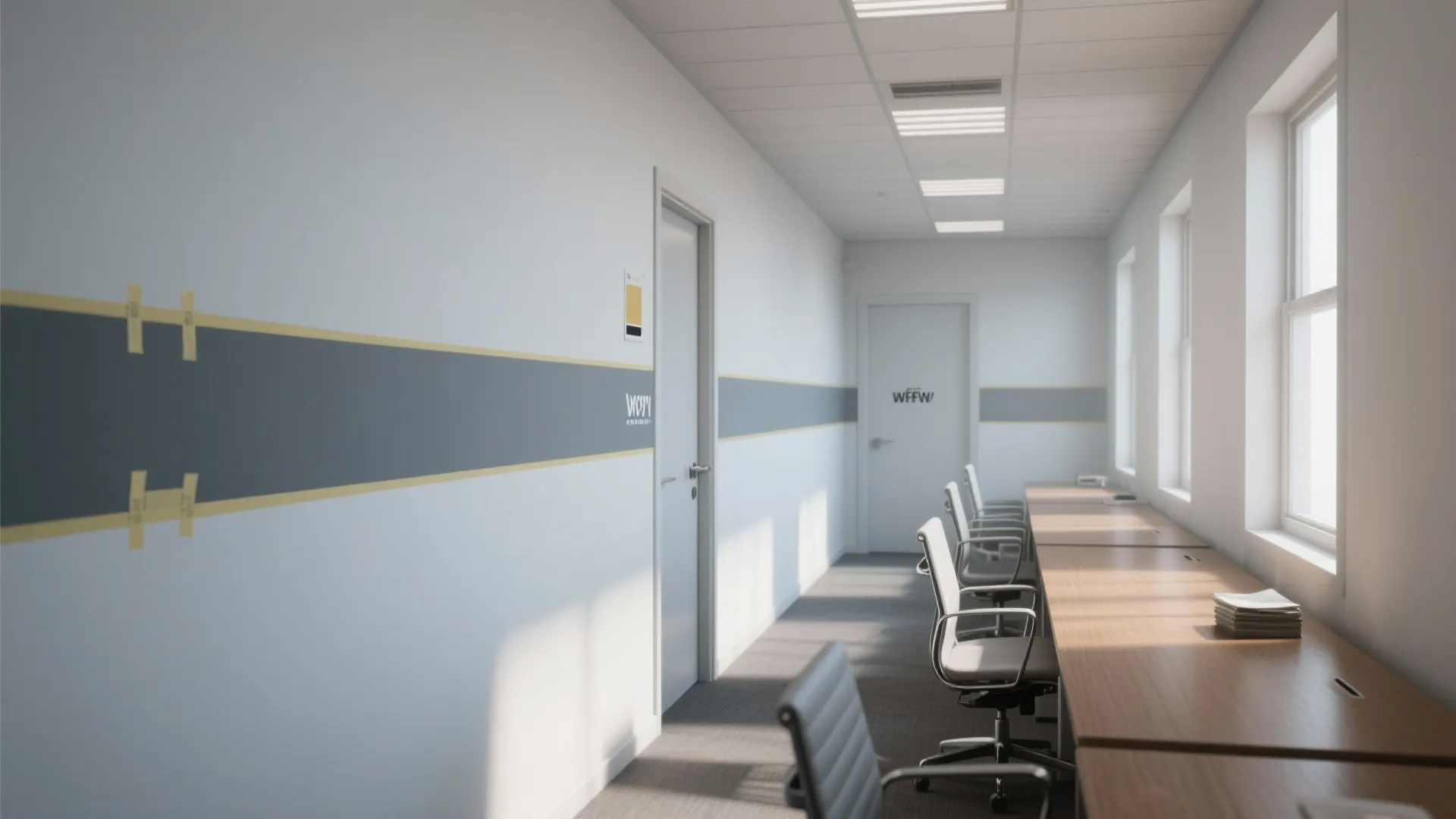 1. Accent stripe to lengthen narrow rooms