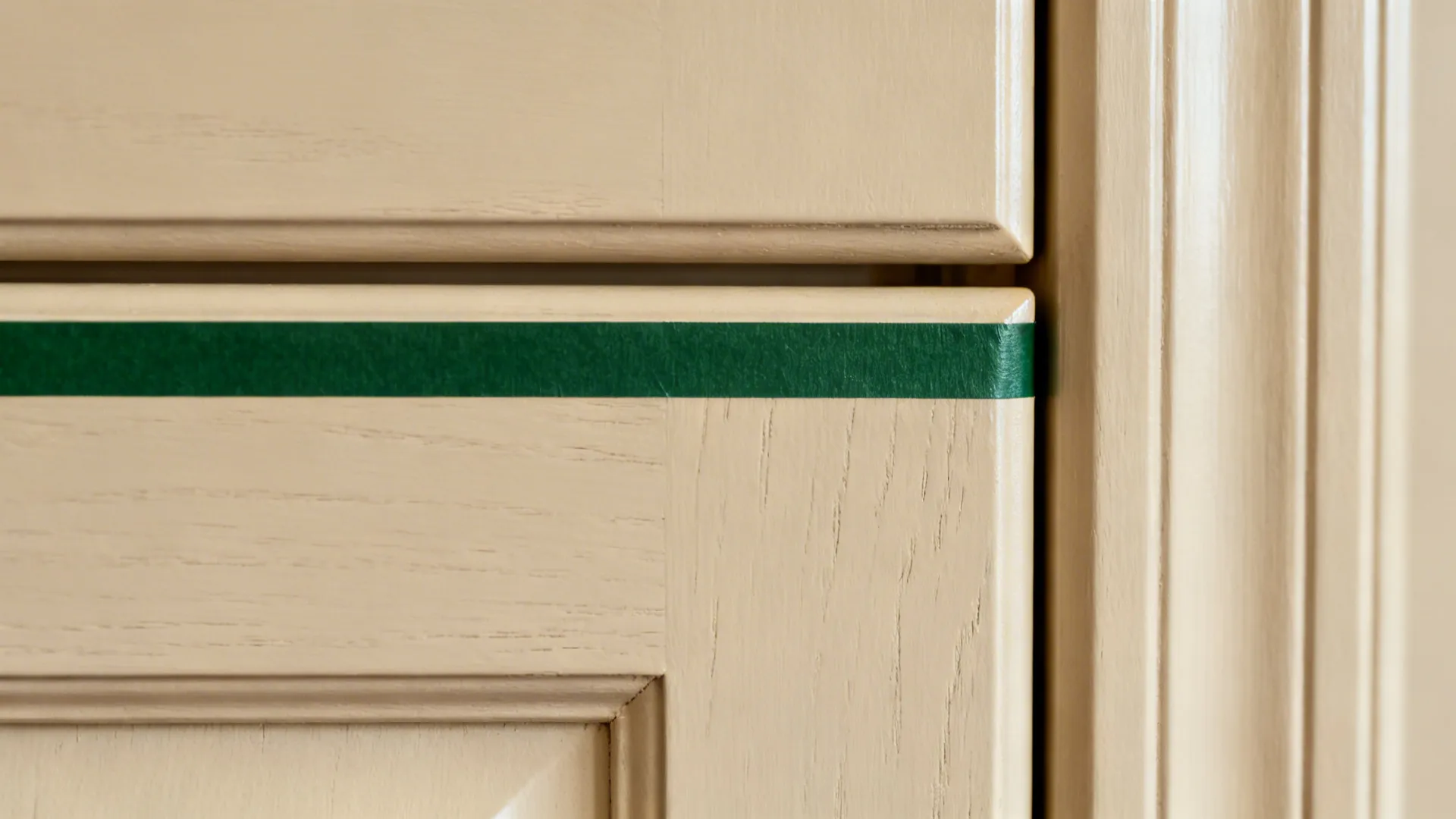 Accent stripe and rail: slim color lines on shaker doors
