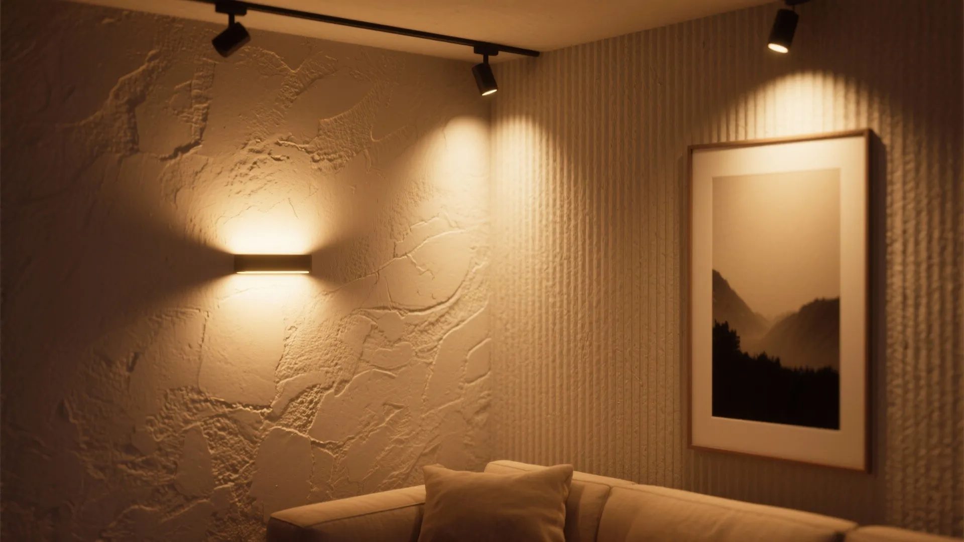 2. Accent lighting to highlight art and texture