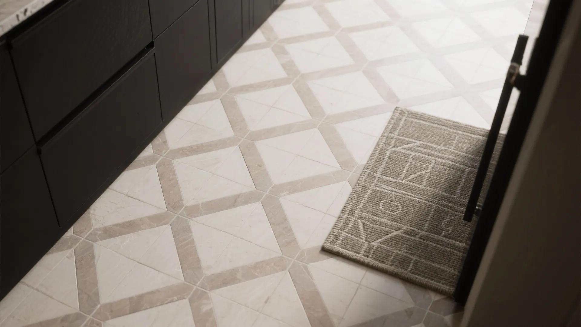 5. Accent tile or patterned flooring to break up darkness