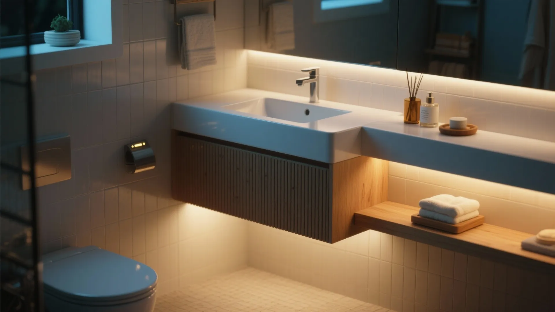 Accent lighting for texture and storage