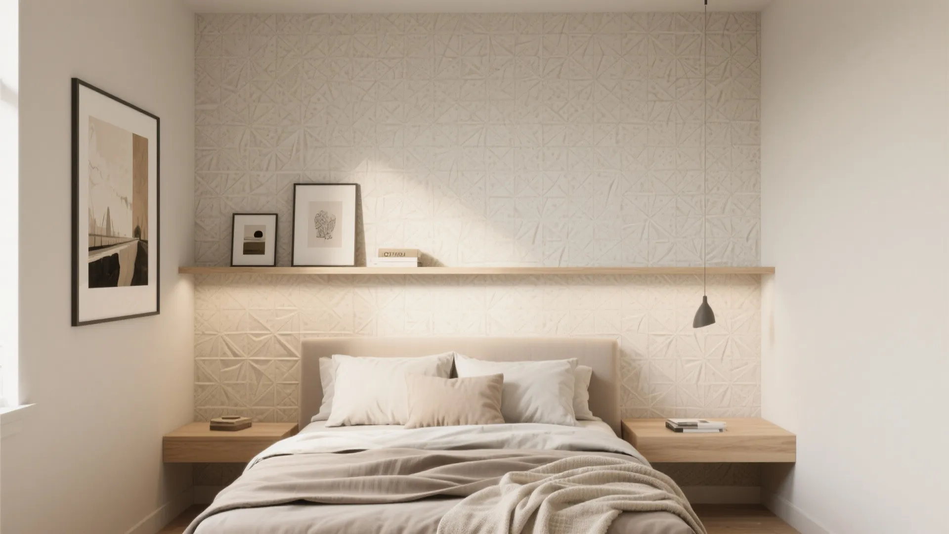 2. Accent Wall with Removable Wallpaper and Art