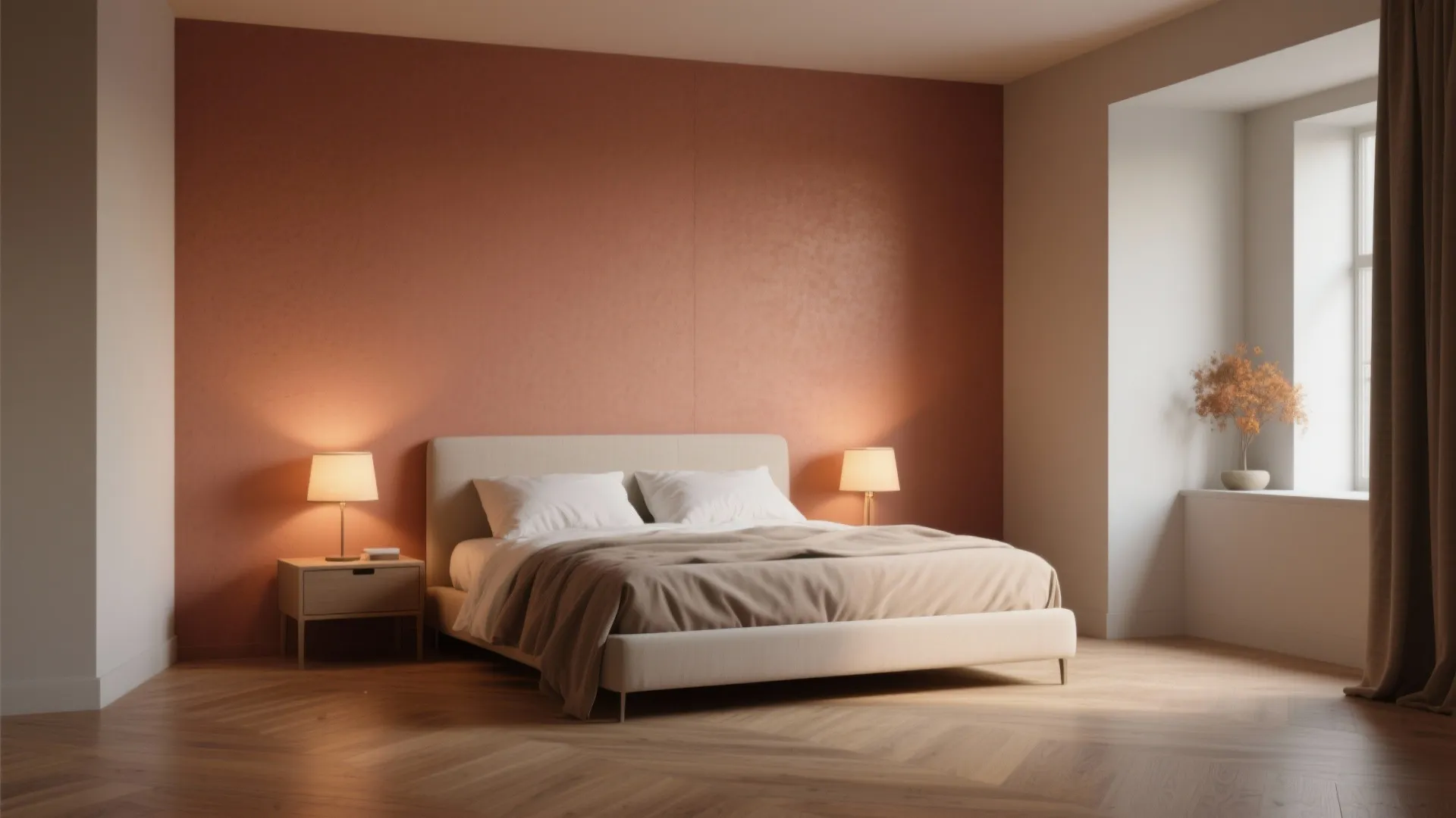 2. Accent wall in a muted autumn hue