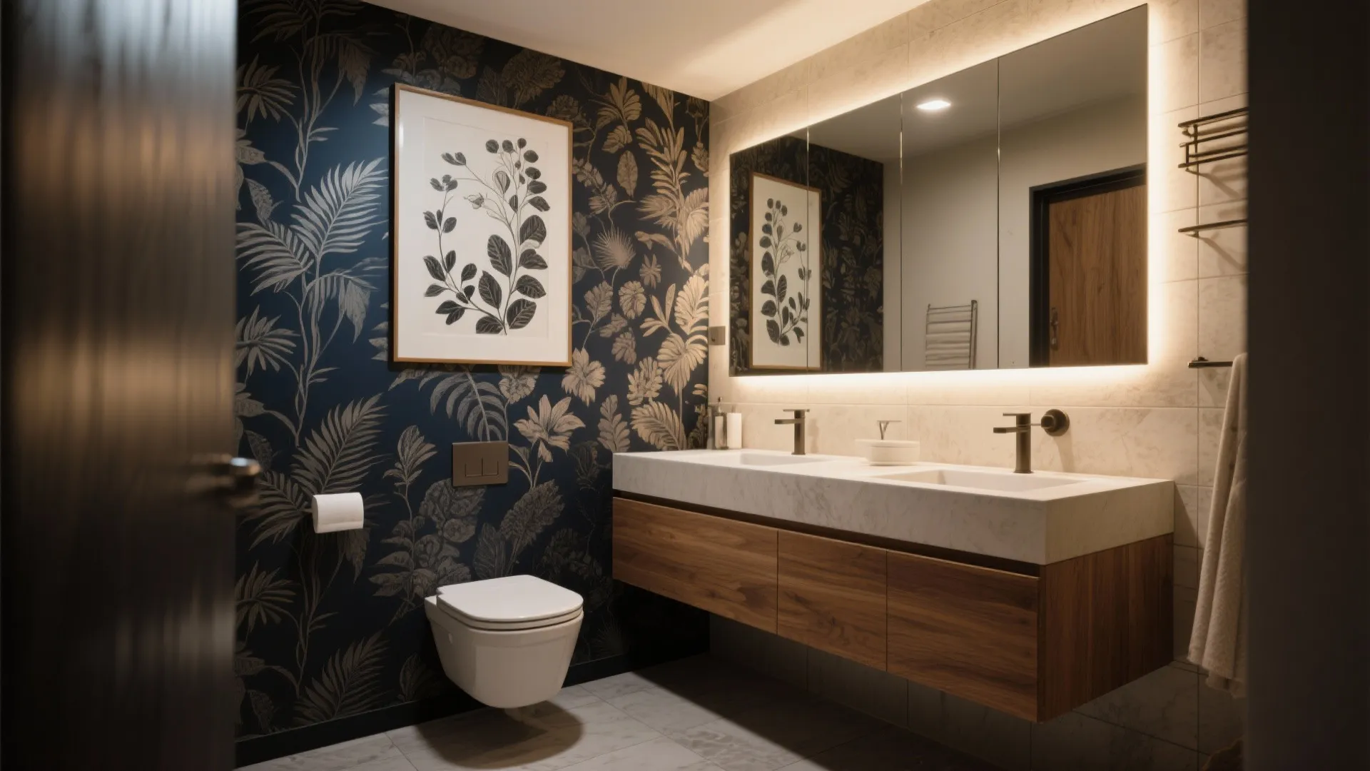 3. Use a bold accent wall behind the vanity