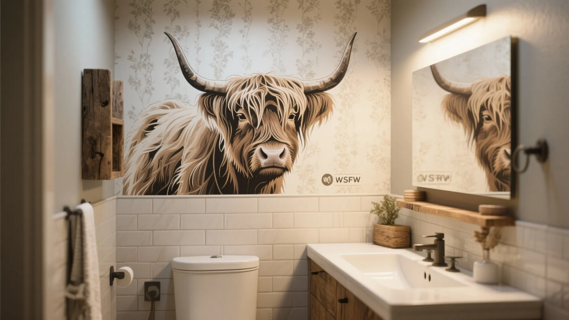 1. Highland Cow Accent Wall