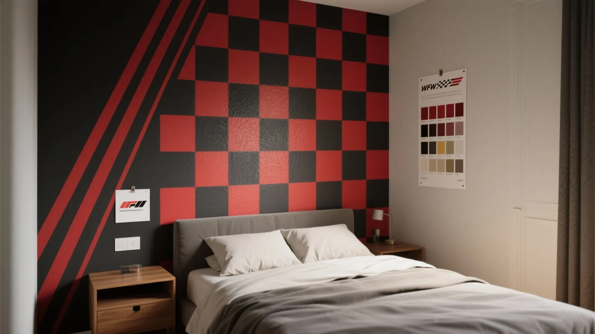 1. Racing-Inspired Accent Wall