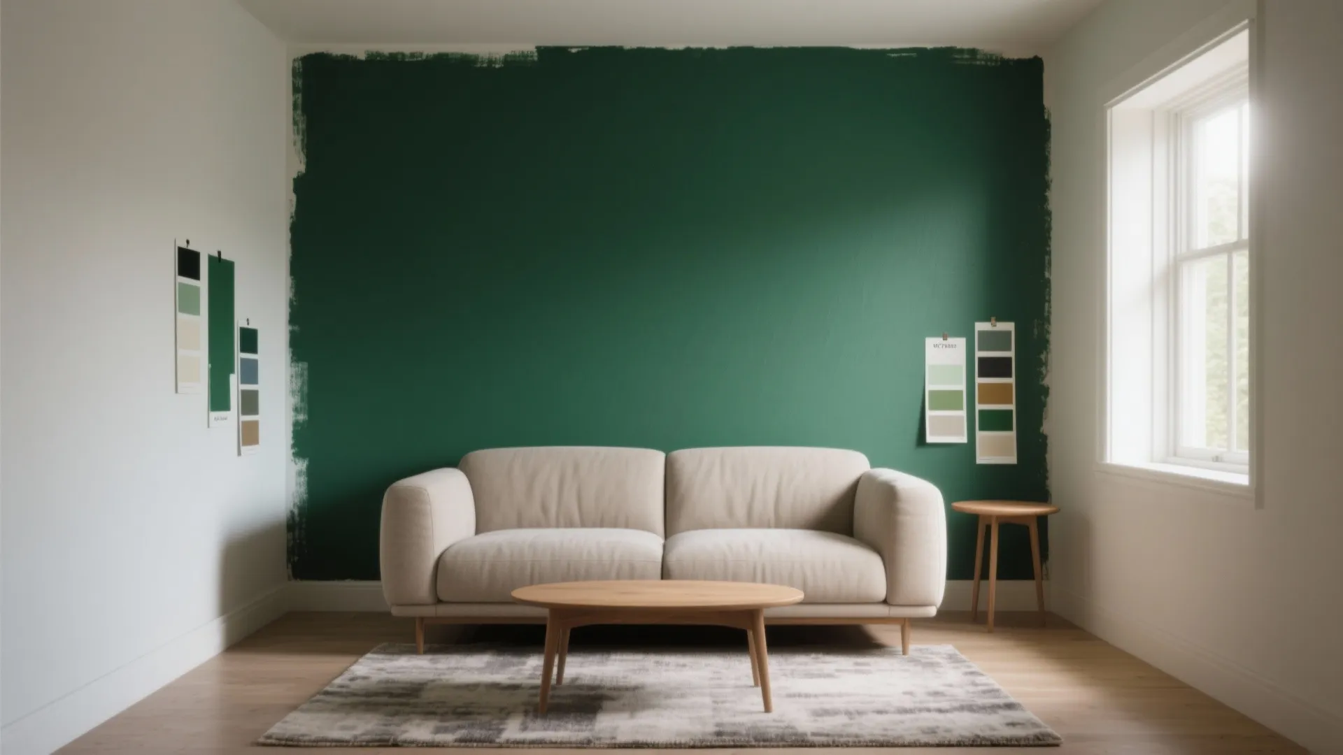 1. Use emerald as an accent wall to anchor a space
