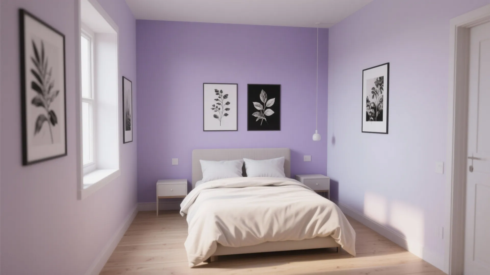 3. Lavender Accent Wall and Art