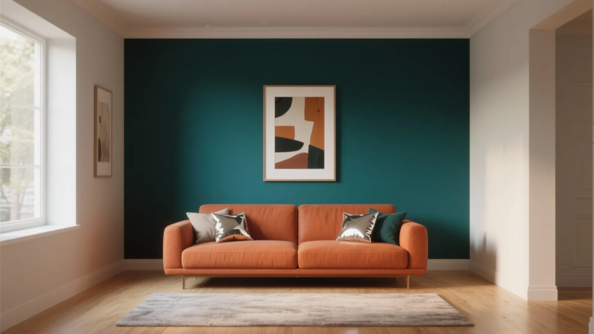 1. Bold Accent Wall with Oversized Art
