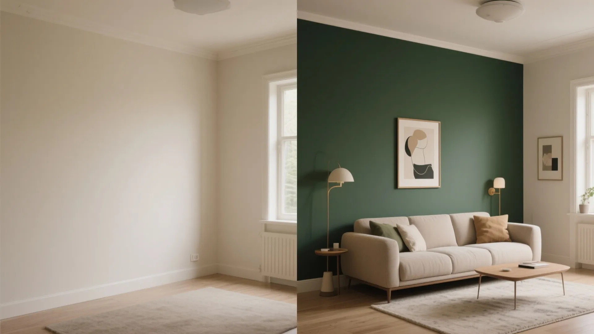 4) High-Contrast Accent Wall With Low-Contrast Perimeter