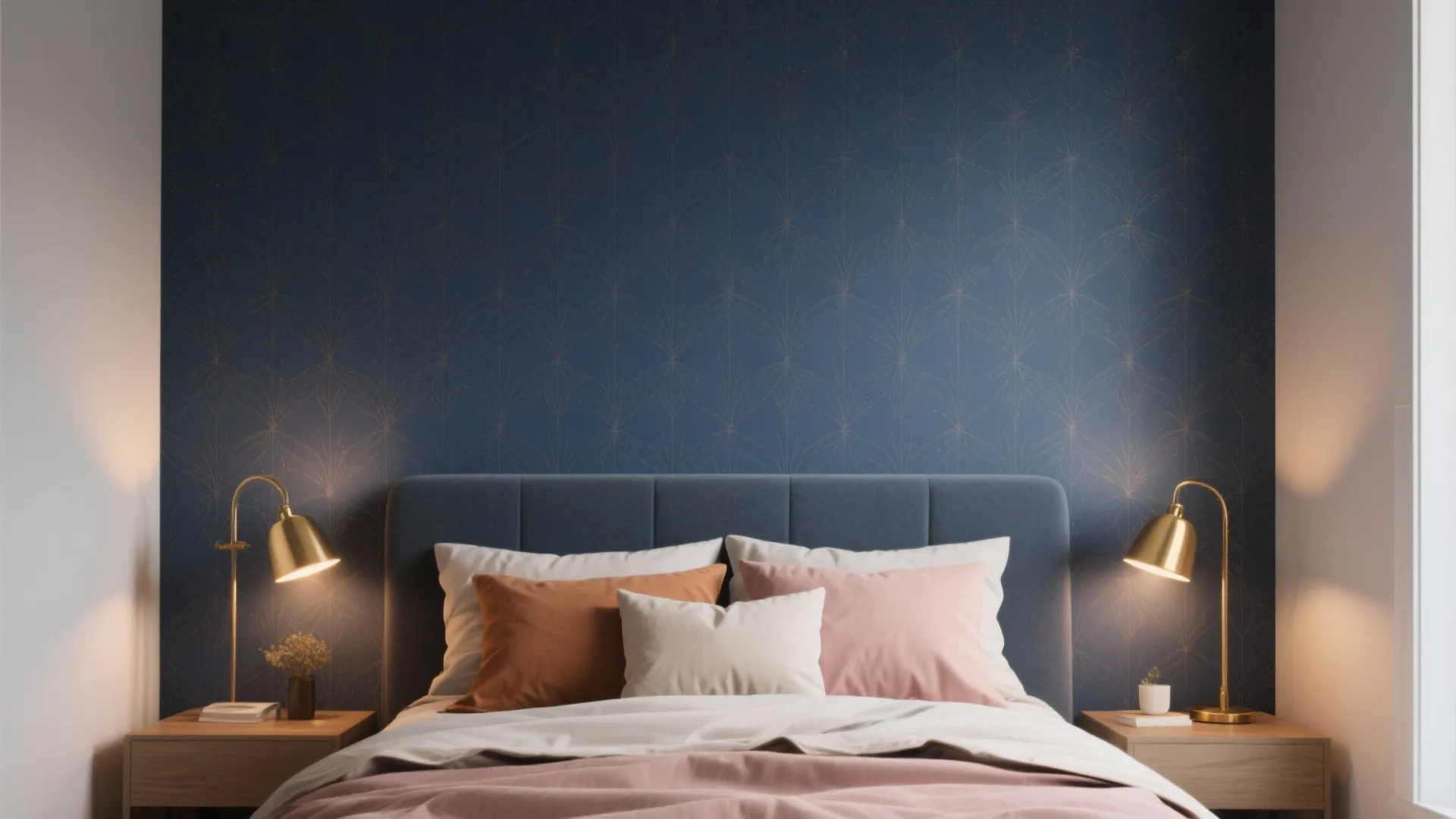 1. Accent wall behind the bed