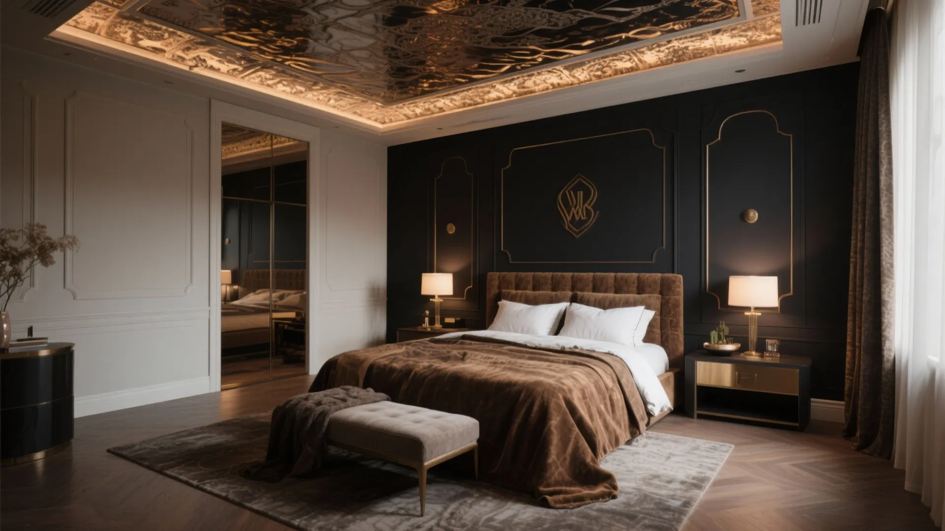 8. Accent Wall + Ceiling Treatment