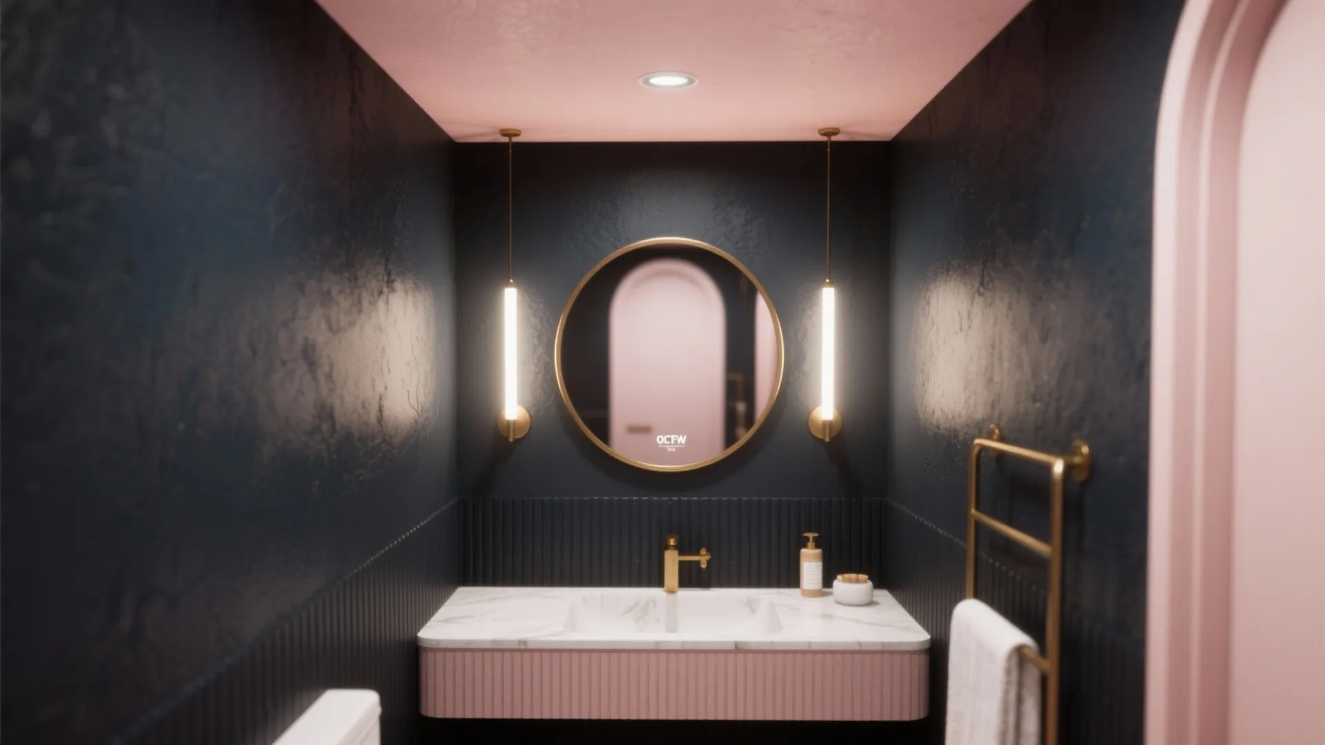 4. Accent wall with contrasting ceiling