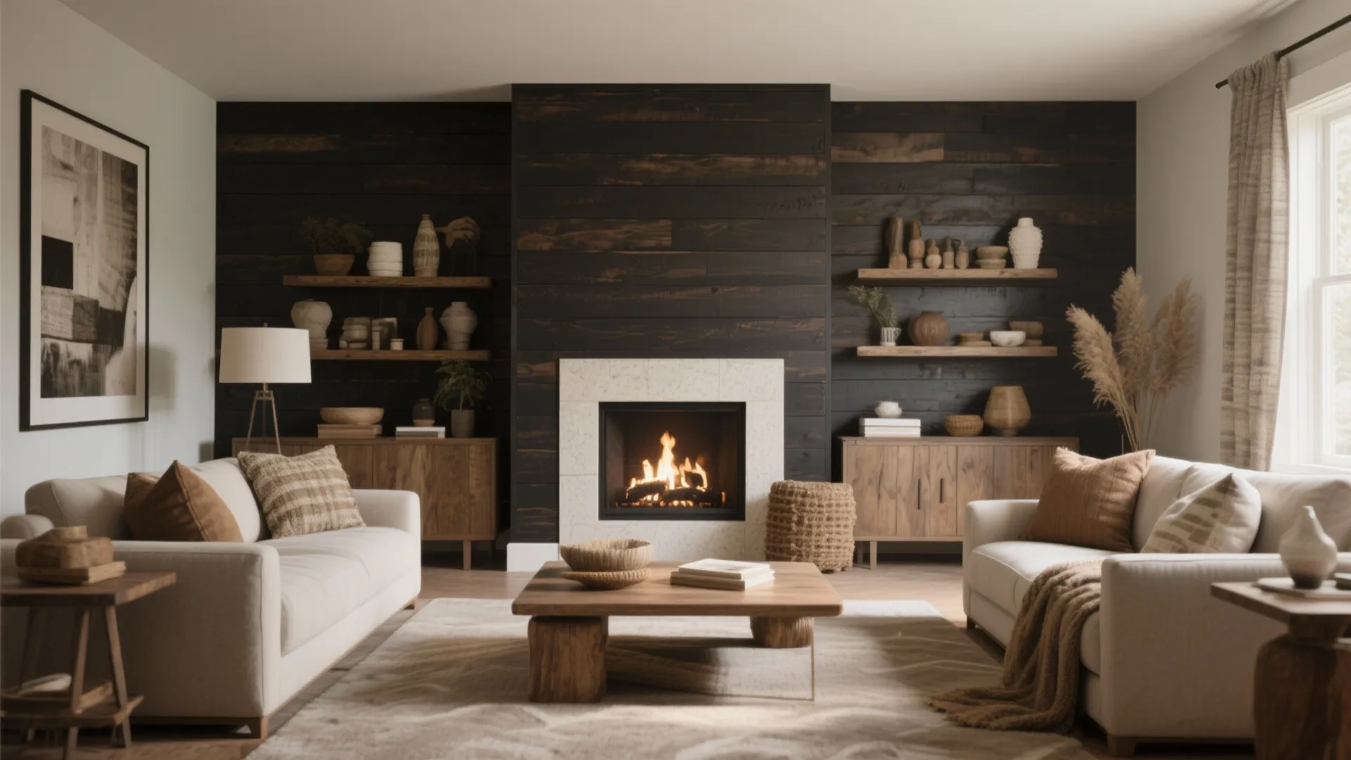 7. Accent Walls to Frame the Fireplace