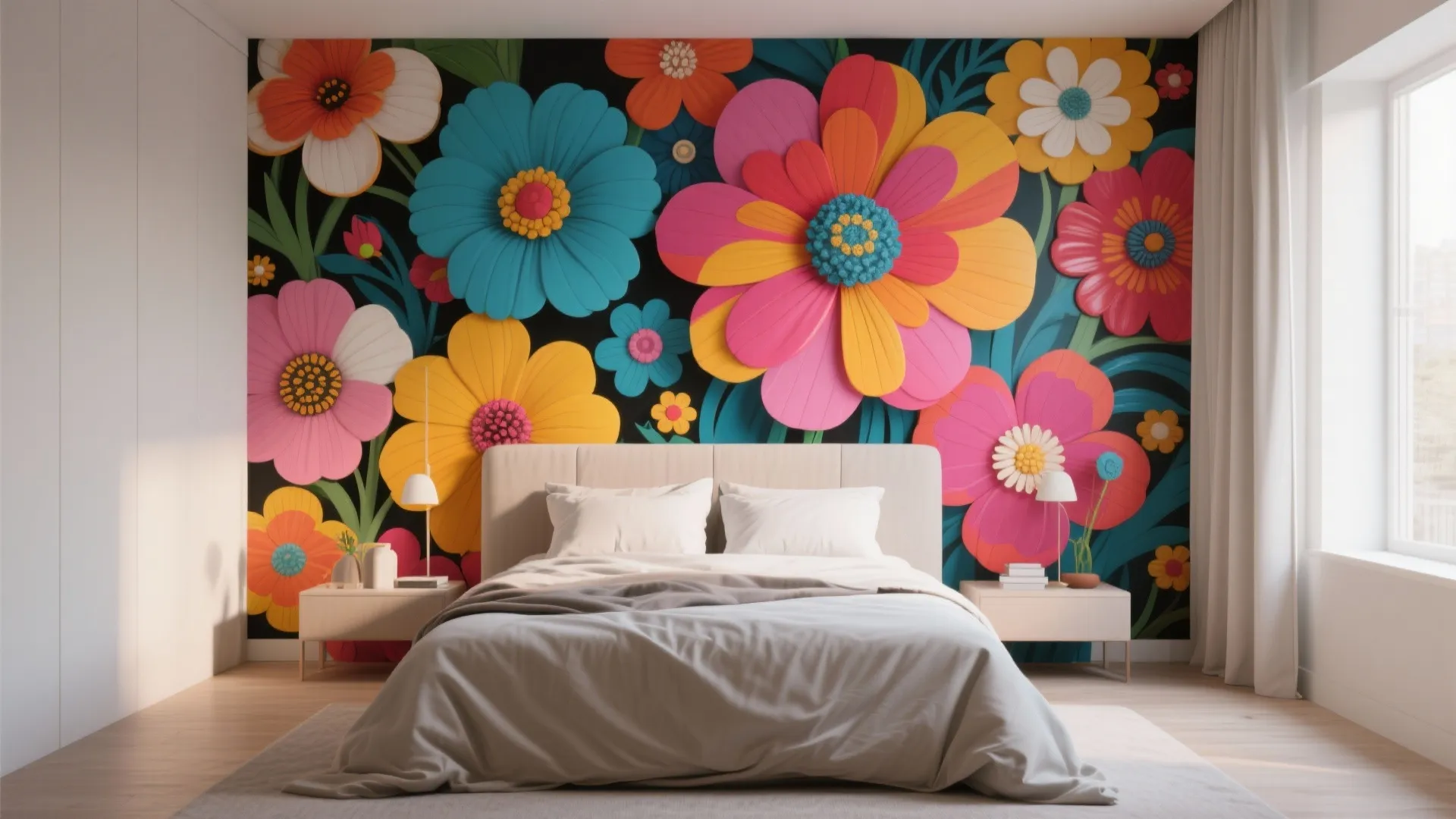 Pop Flower Accent Wall