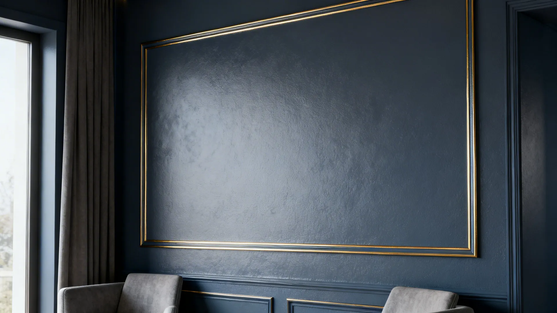 1. Moody Accent Wall with Gold Trim