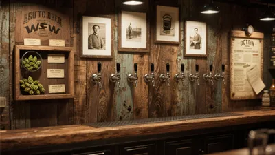 Rustic Craft Beer Bar Design with Vintage Wall Decor