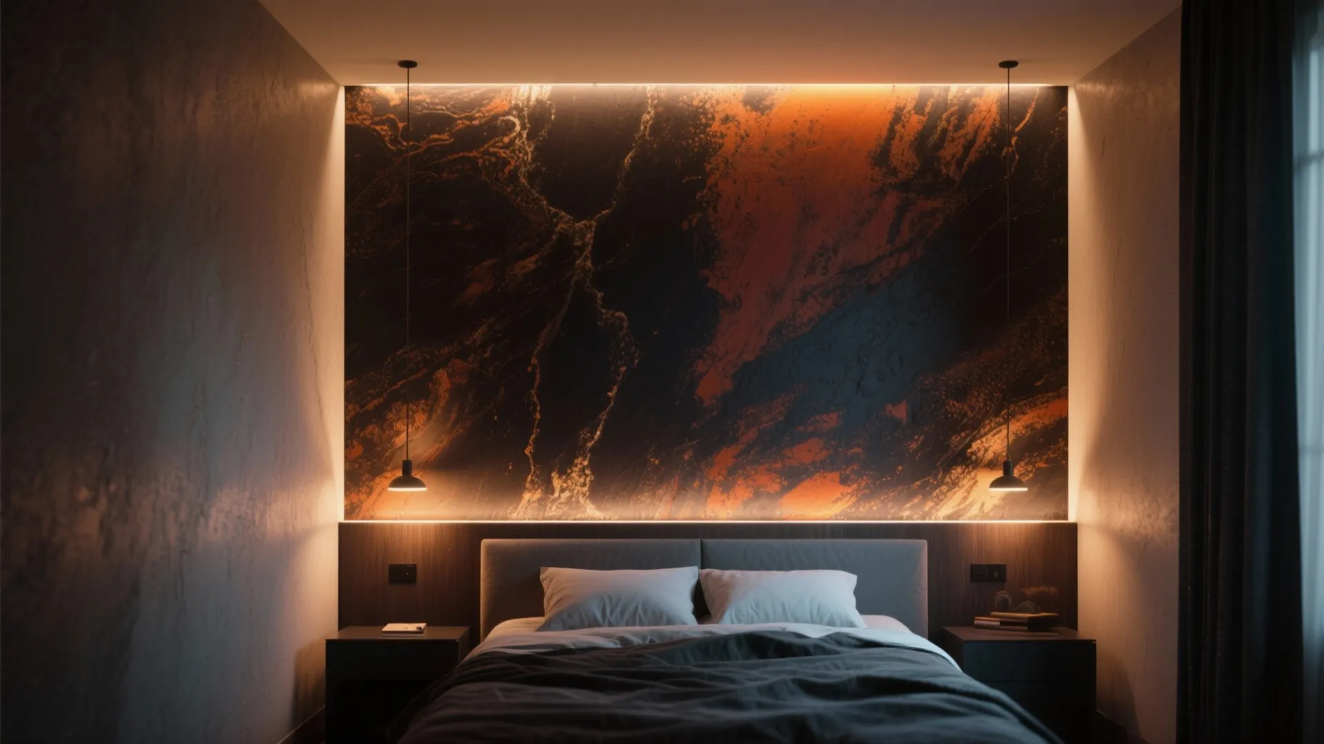 4. Dramatic Accent Wall with Integrated Lighting