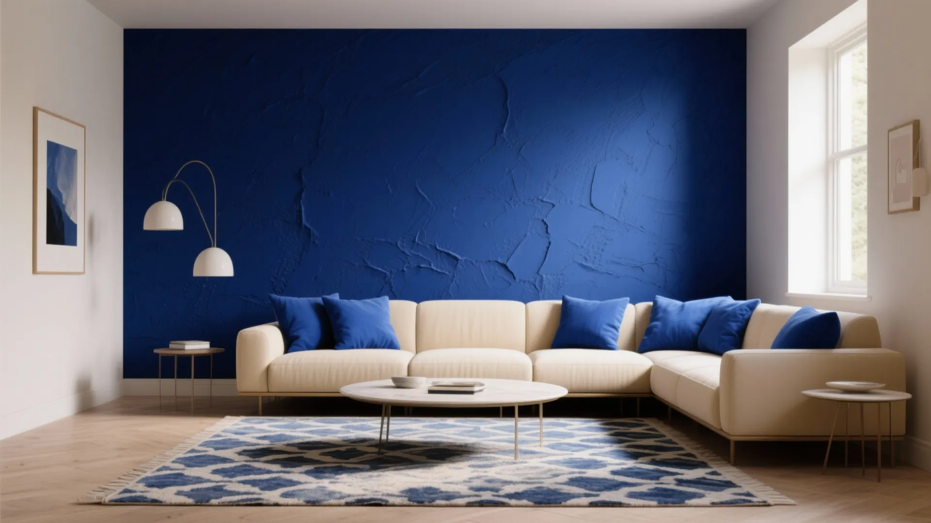 1. Layered Neutrals with a Bold Accent Wall