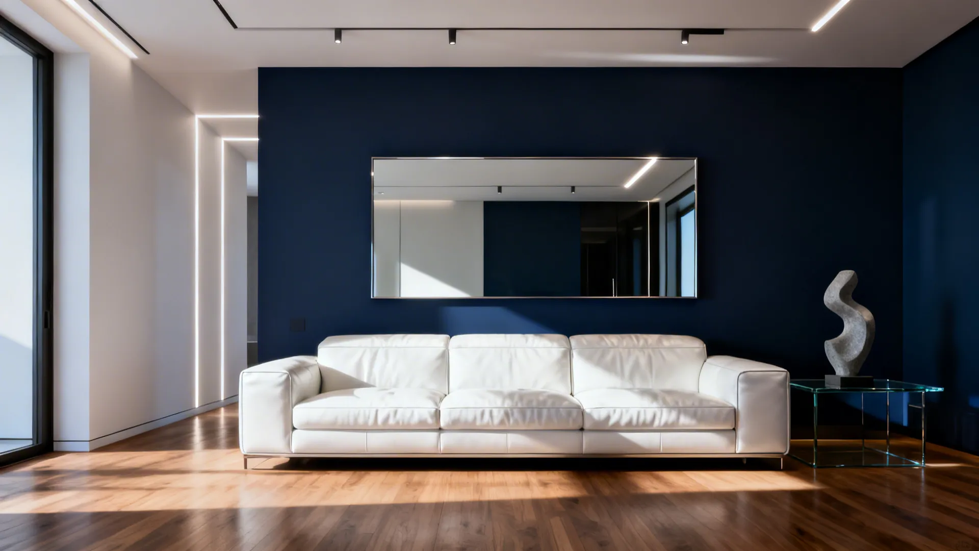 3. Bold Accent Wall Backing a White Couch